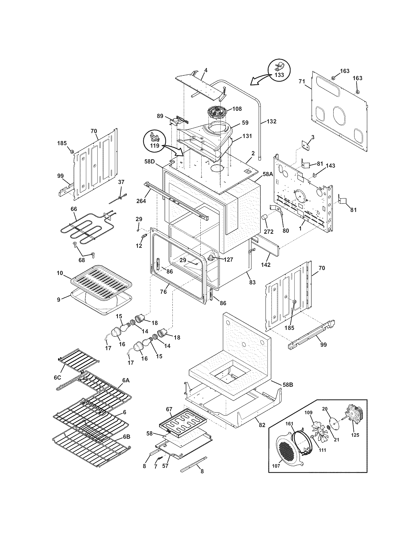 Frigidaire FGET2765KBB upper oven diagram