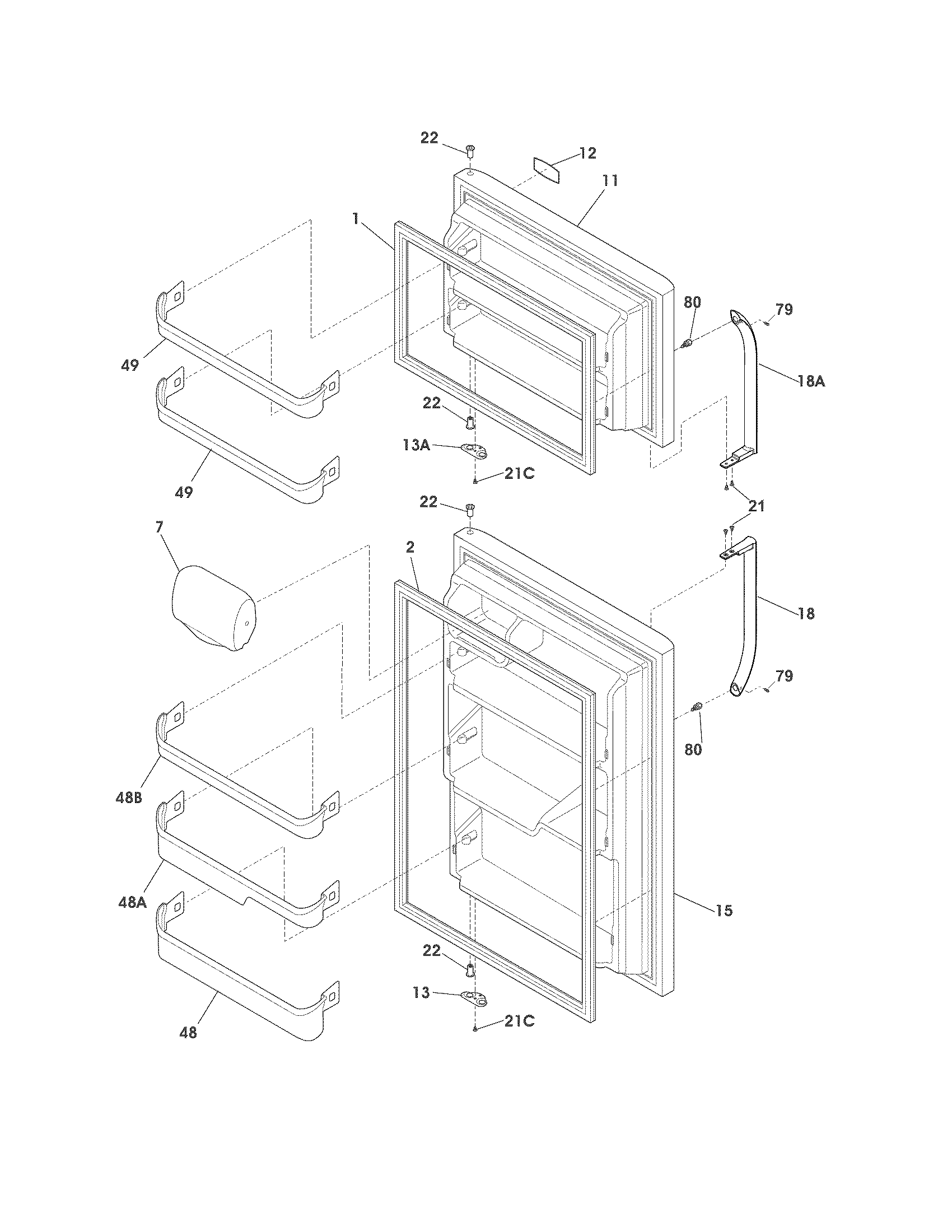 Frigidaire LFHT2117NF4 doors diagram