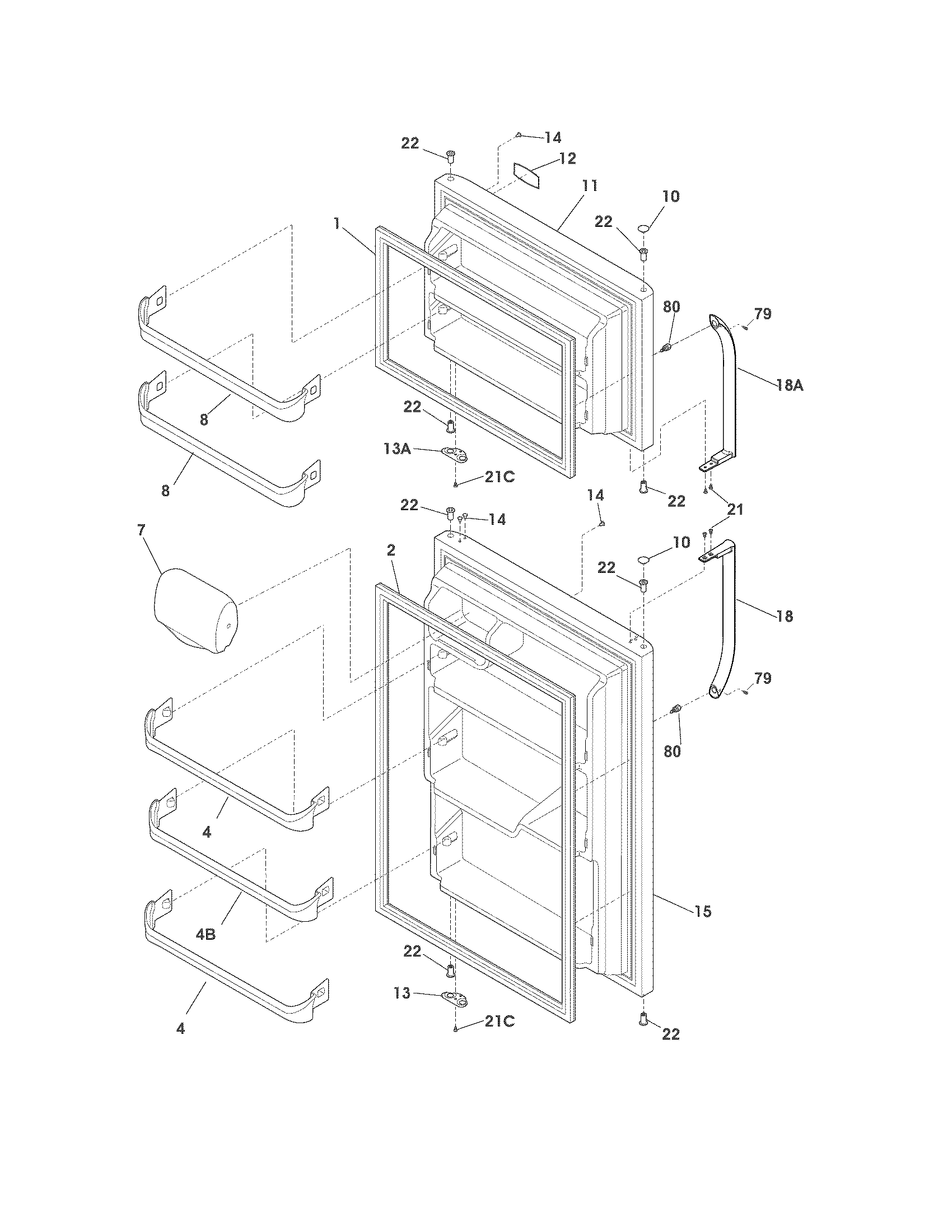 Frigidaire NFTR18X4PS2 doors diagram