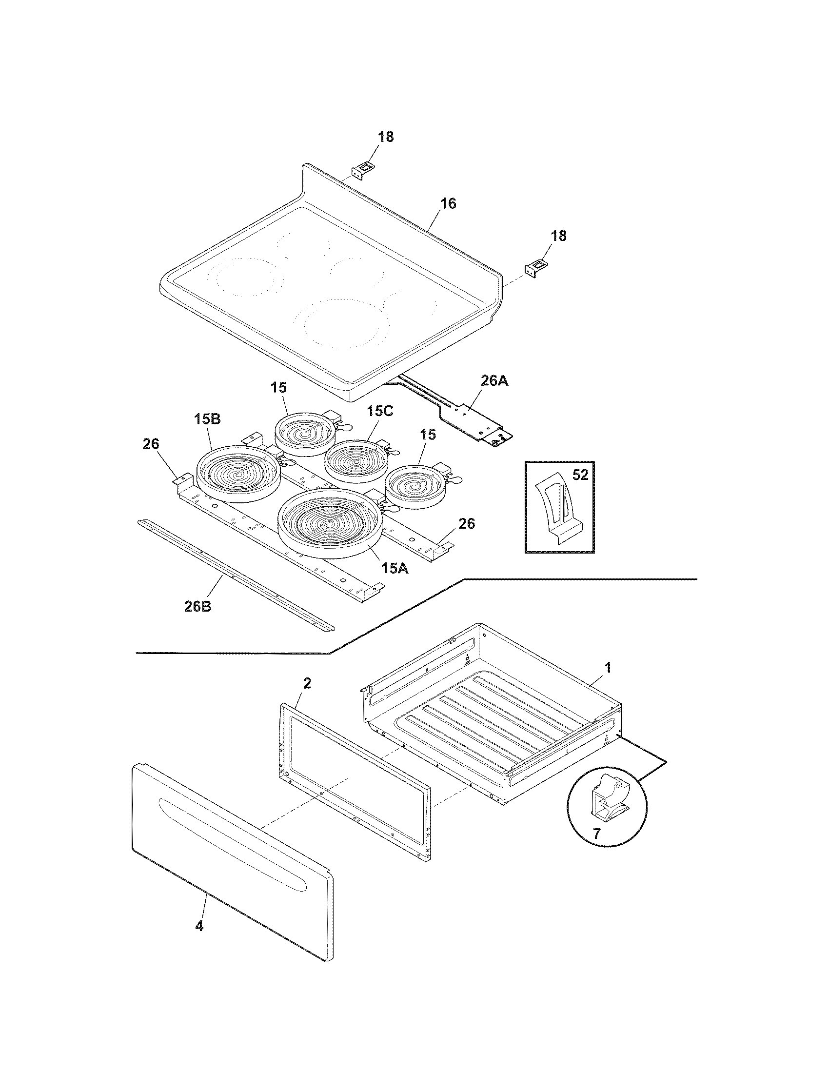 Kenmore 79092409016 top/drawer diagram