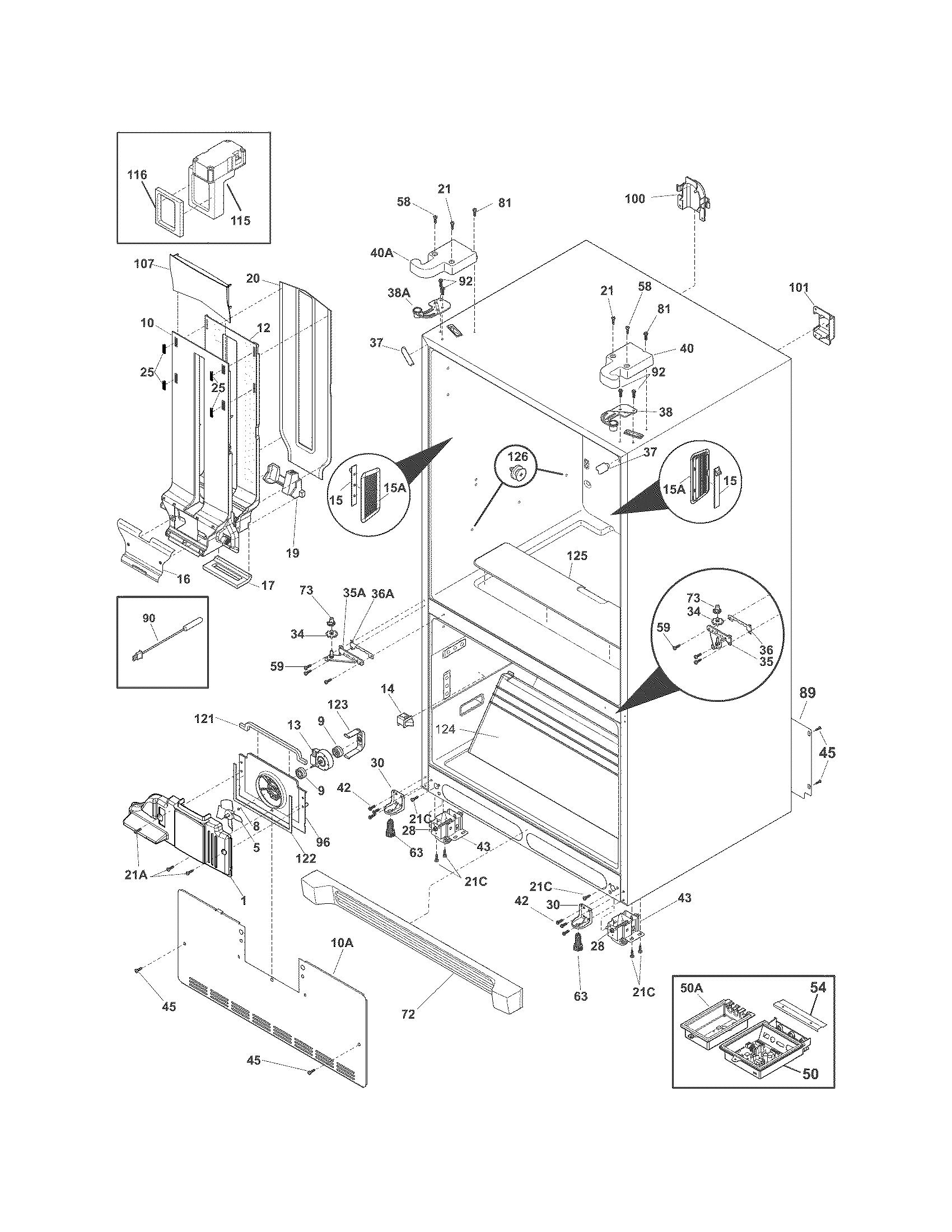 Frigidaire FPHG2399PF0 cabinet diagram