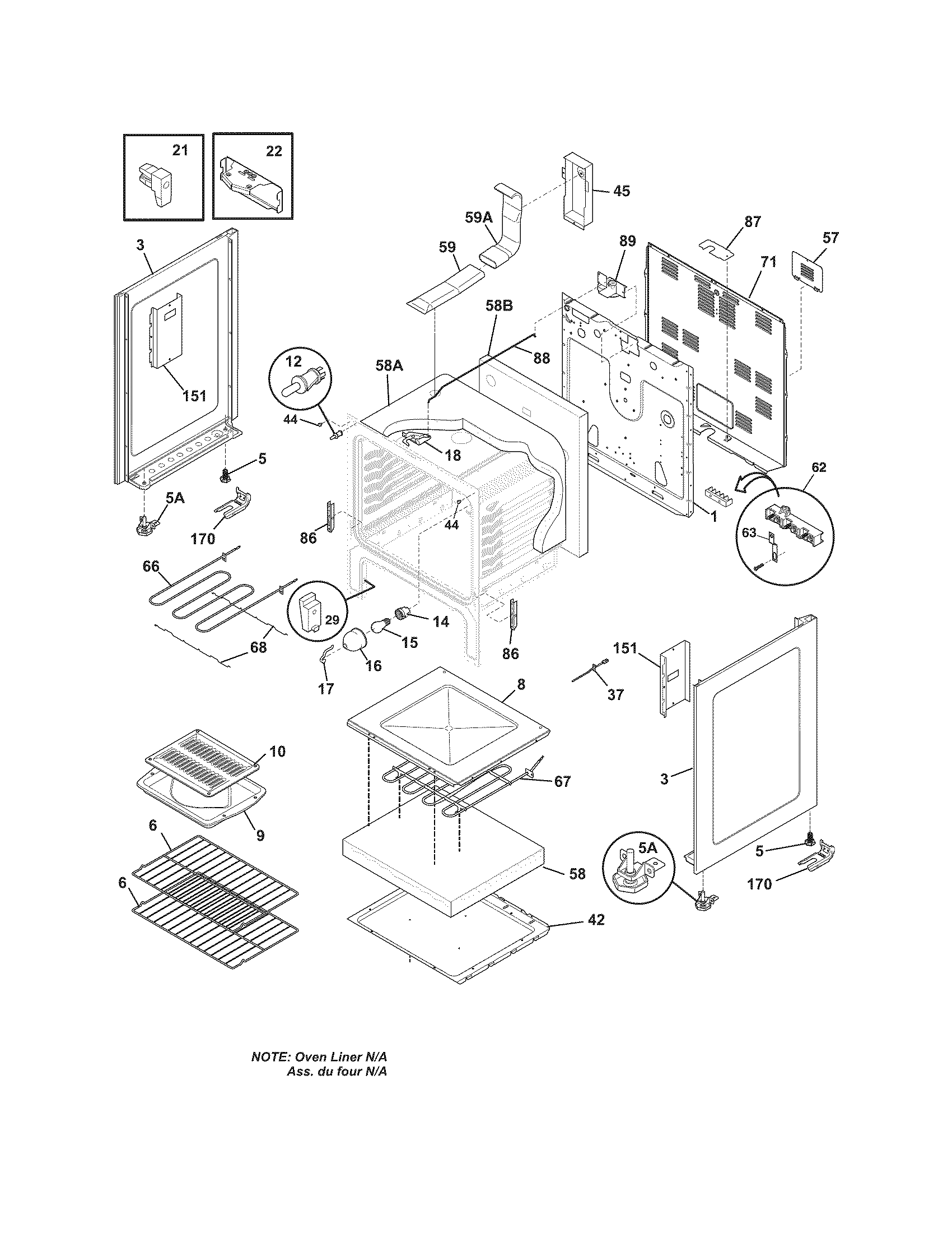 Frigidaire FFEF3018LQG body diagram