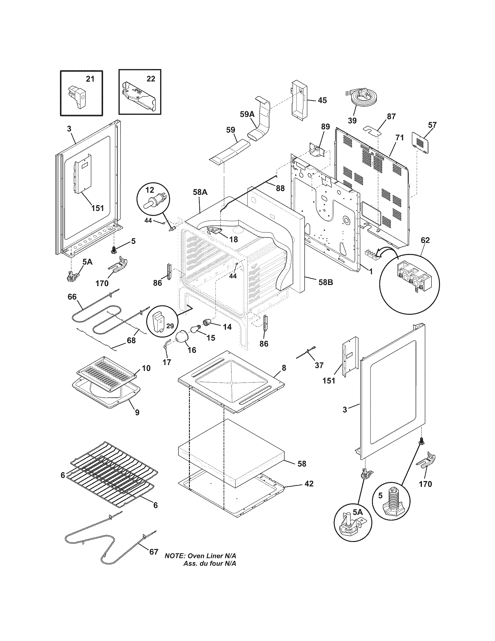 Frigidaire CFEF3018LMH body diagram