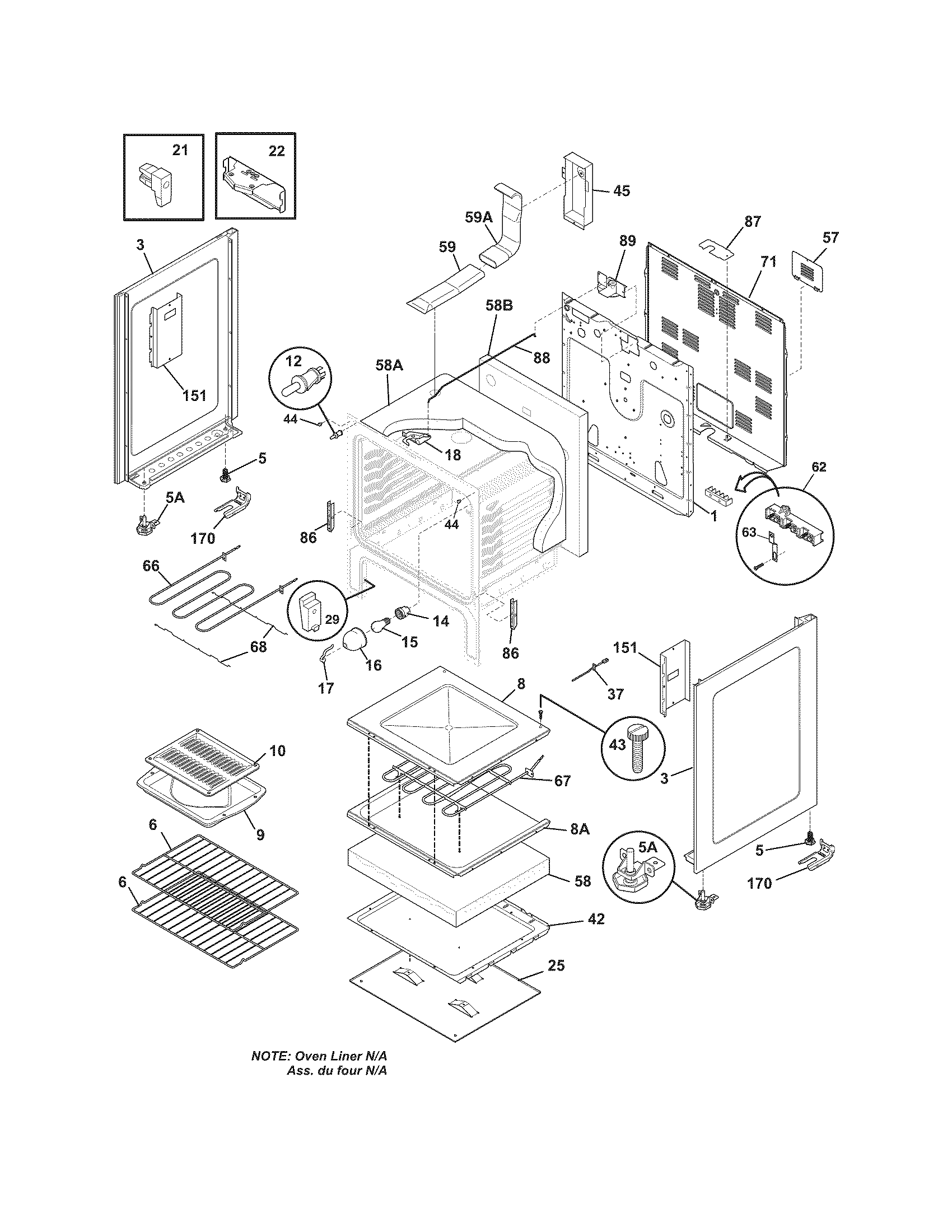 Frigidaire LFEF3018LWF body diagram