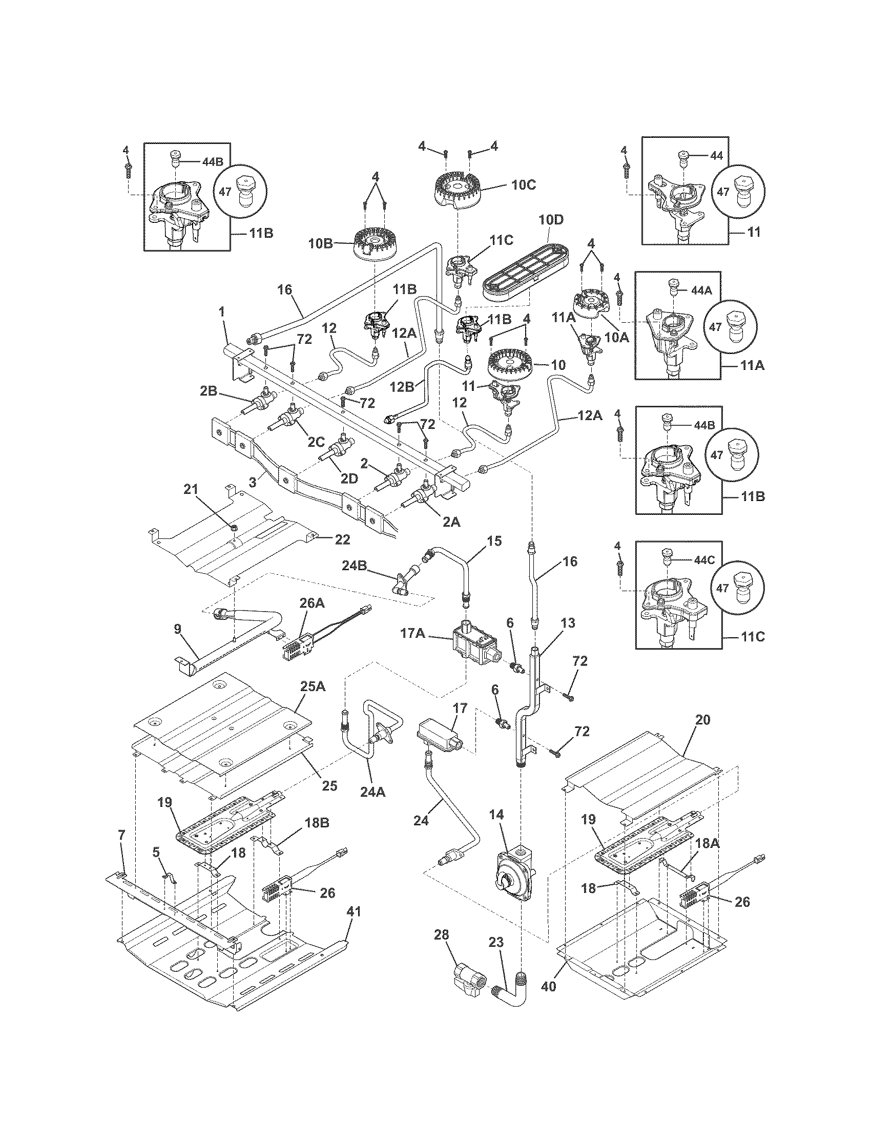 Kenmore 79078023300 burner diagram