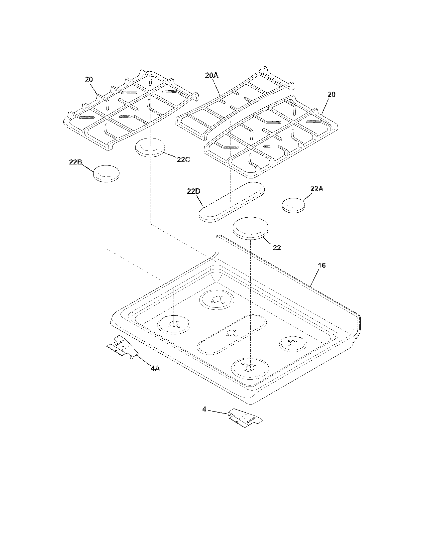 Kenmore 79078023300 main top diagram