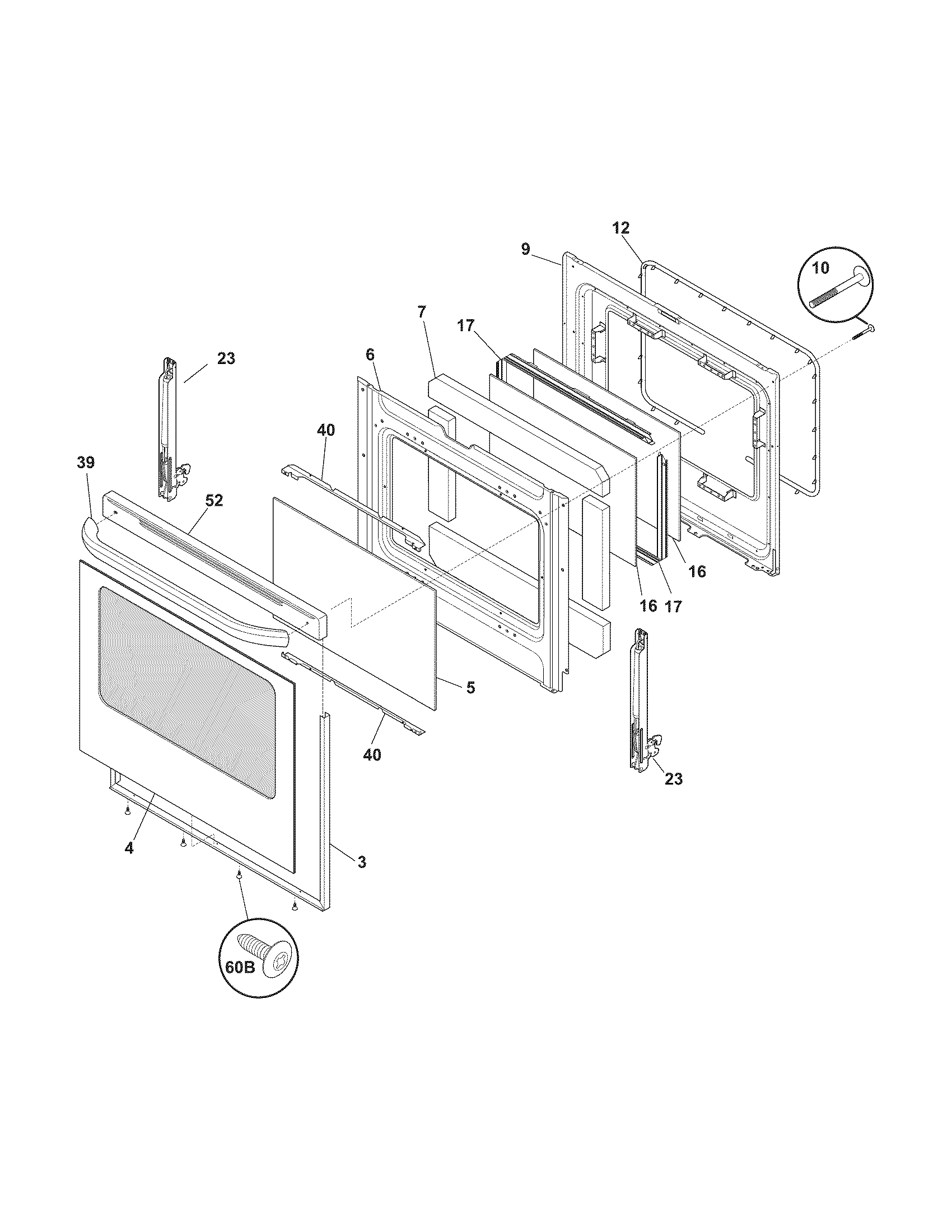 Frigidaire LEEF3021MSD door diagram
