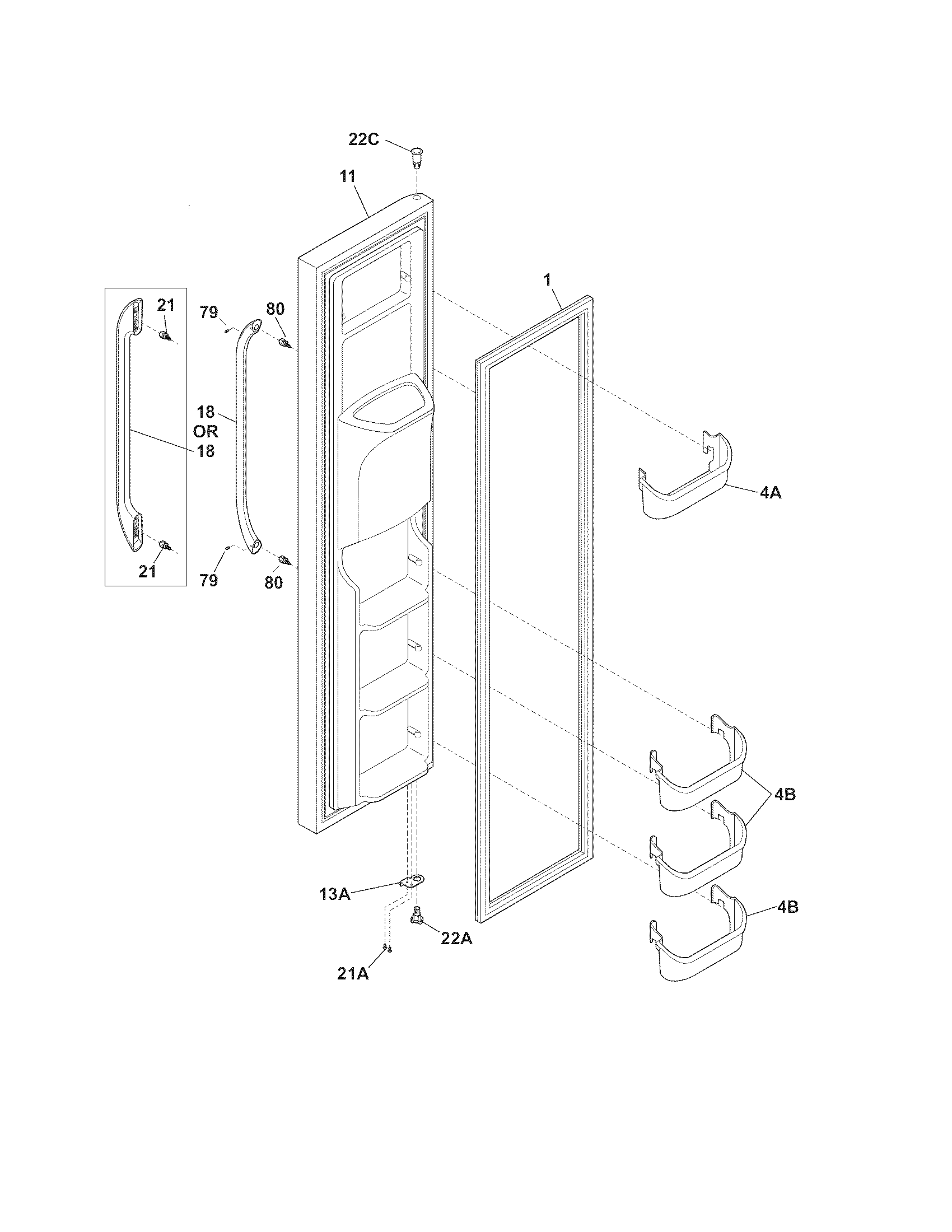 Frigidaire FFHS2313LM9 freezer door diagram