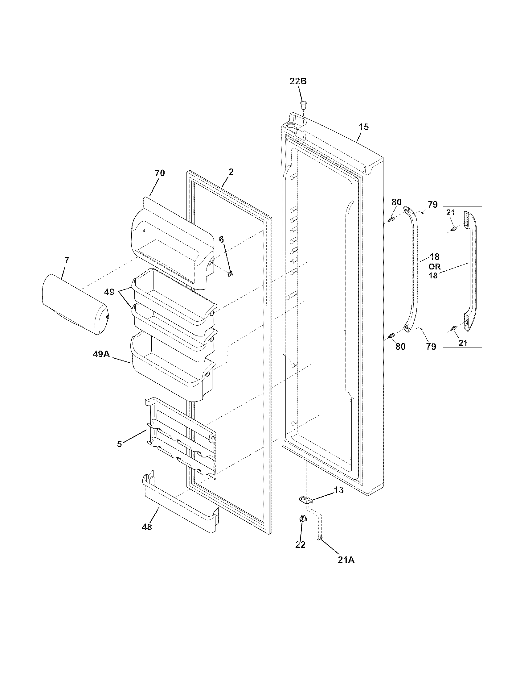 Frigidaire FFSC2323LS6 refrigerator door diagram