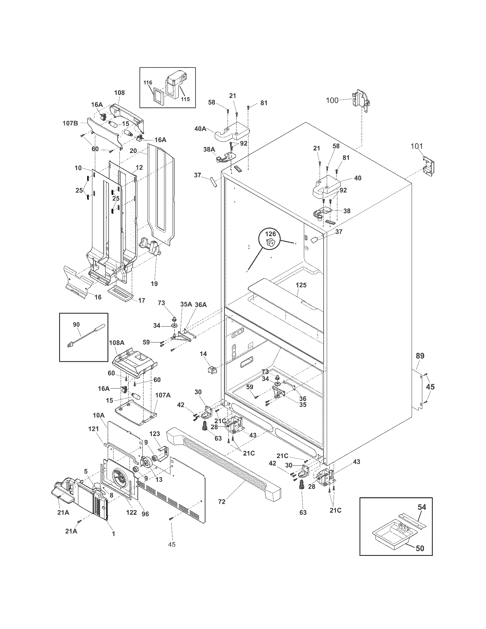 Frigidaire FFHN2740PE0 cabinet diagram