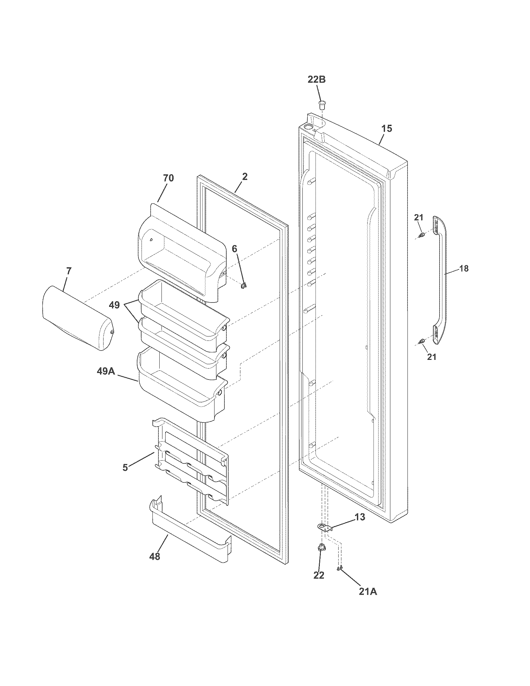 White-Westinghouse WWSC2323NE1 refrigerator door diagram