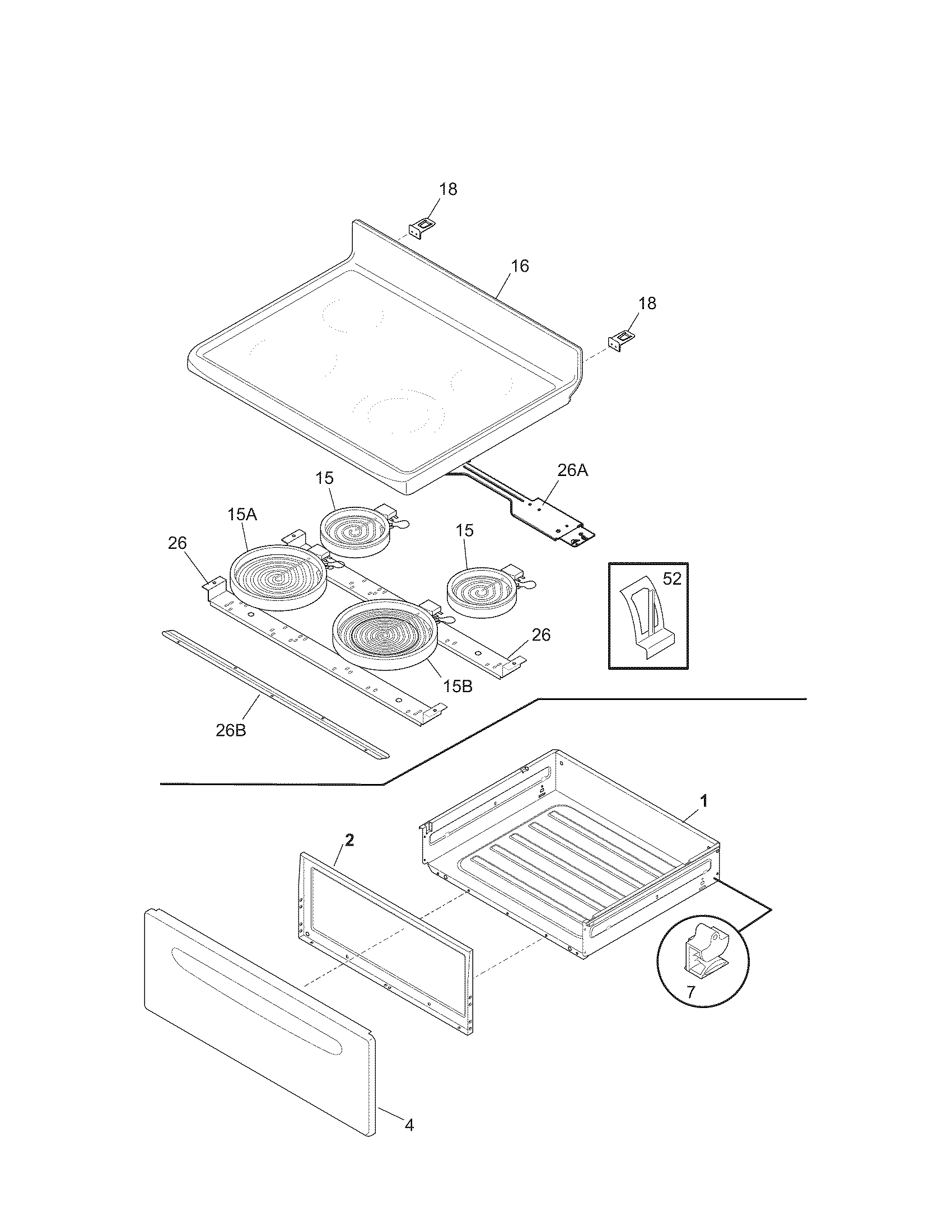 Kenmore 79092209018 top/drawer diagram