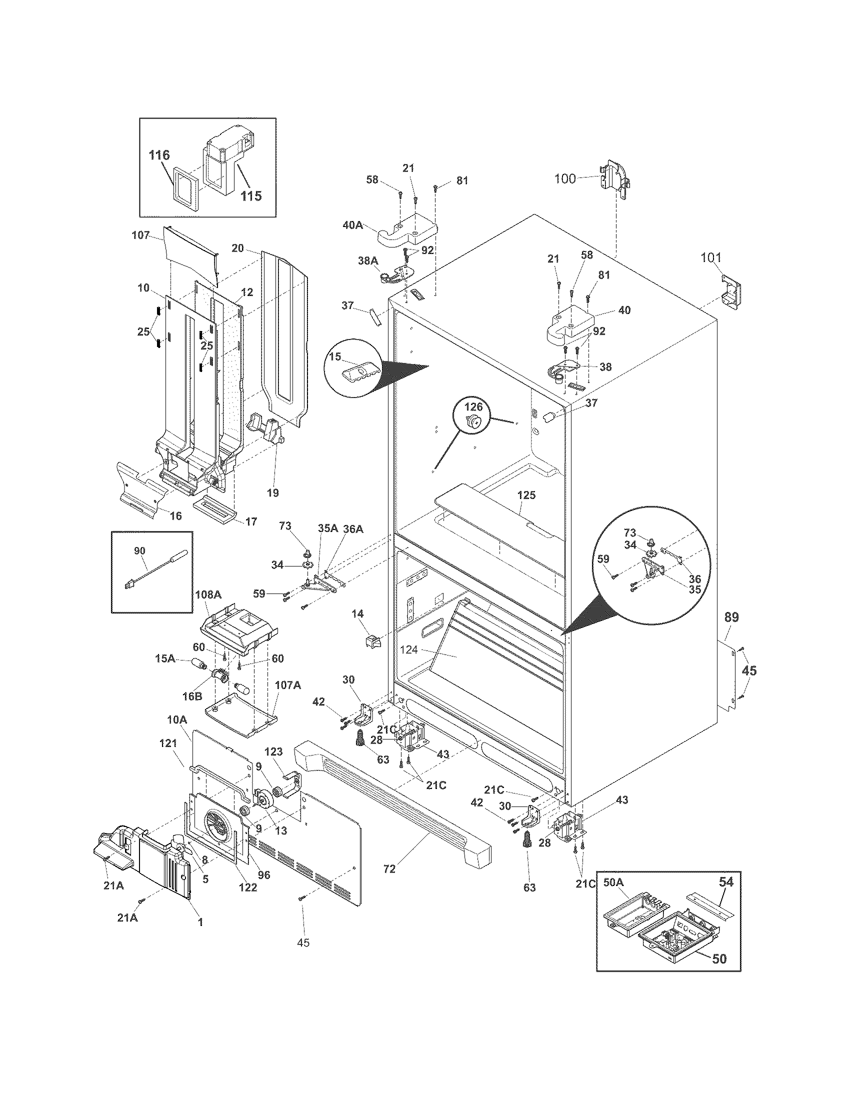 Frigidaire FPHG2399MF7 cabinet diagram