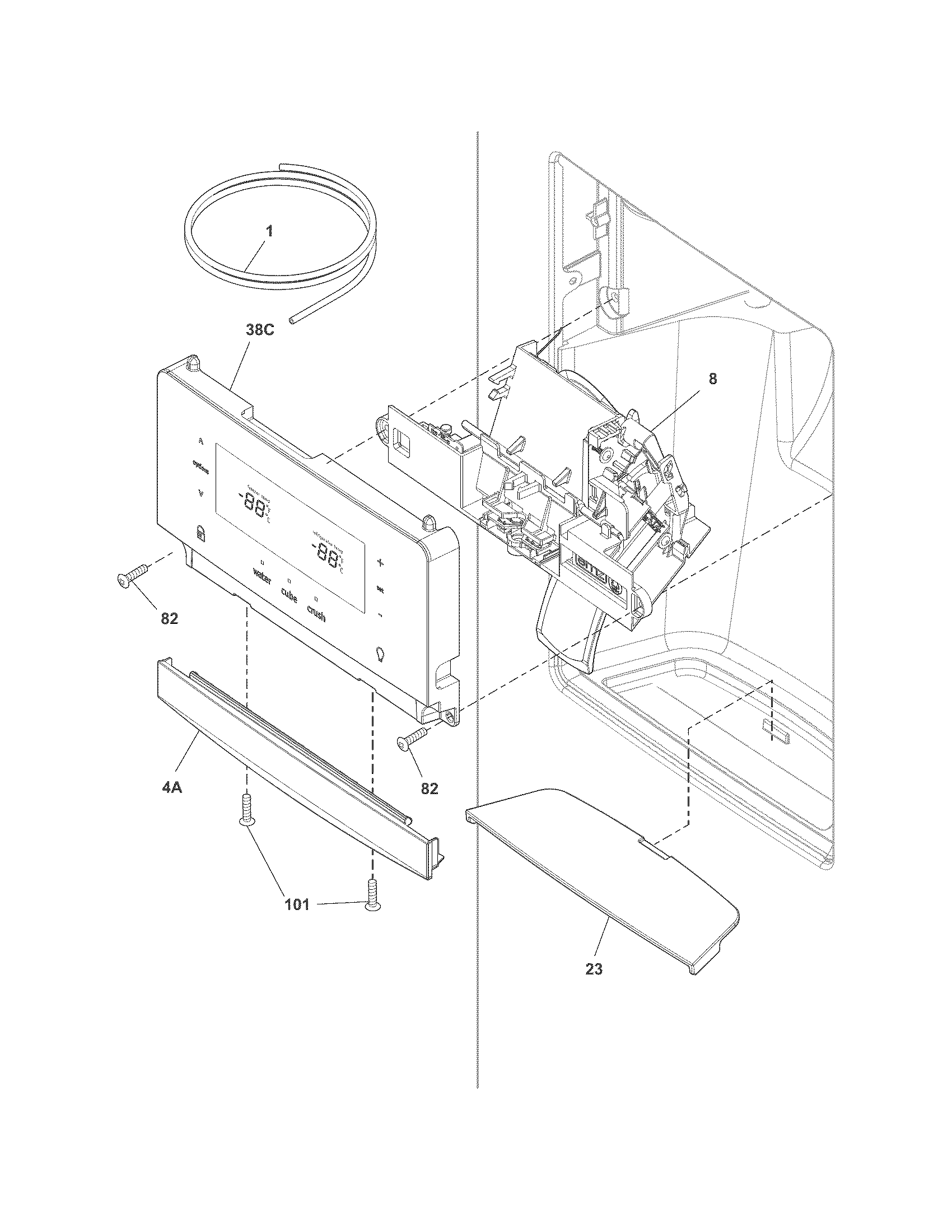 Frigidaire FPHS2699PF0 ice & water dispenser diagram
