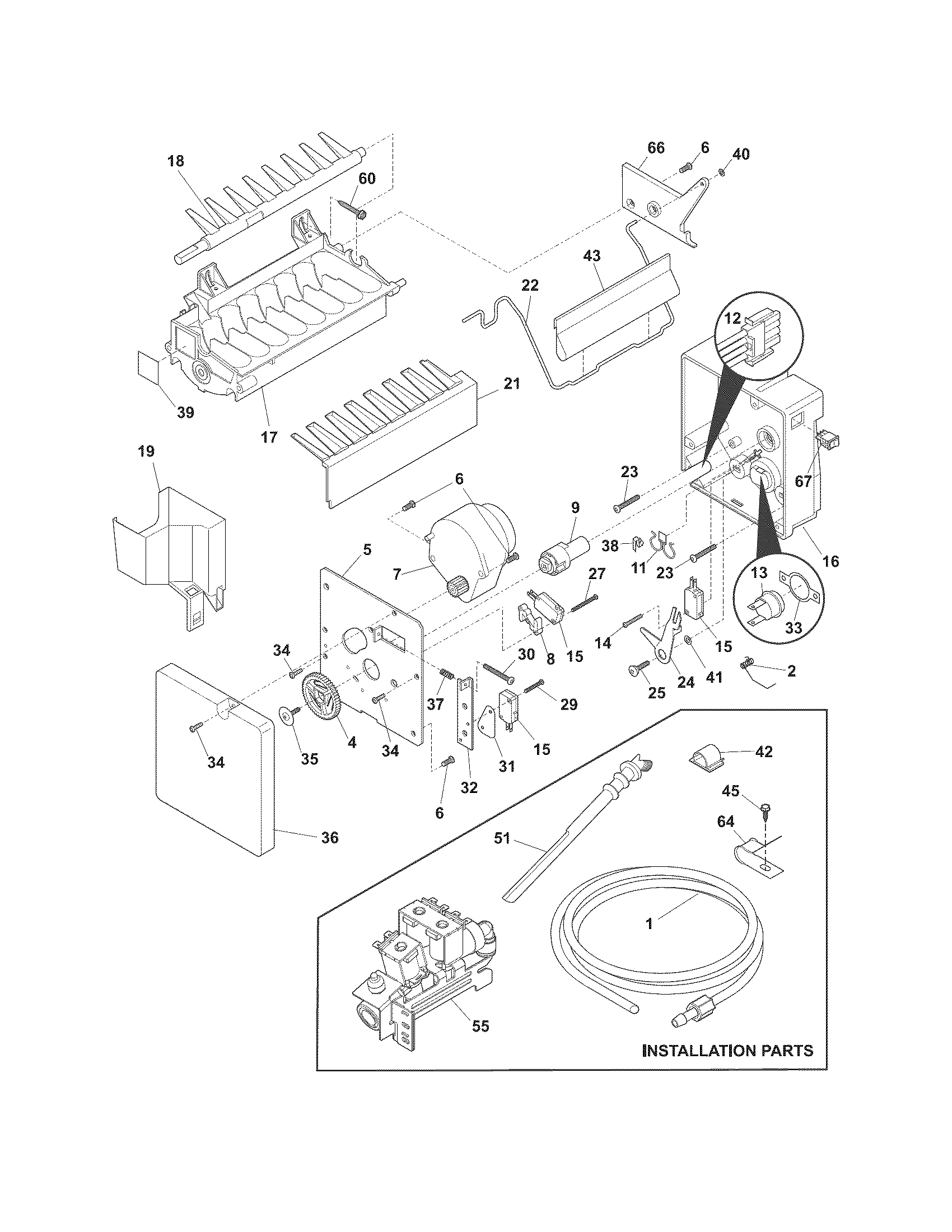 Frigidaire FPHS2699PF0 ice maker diagram