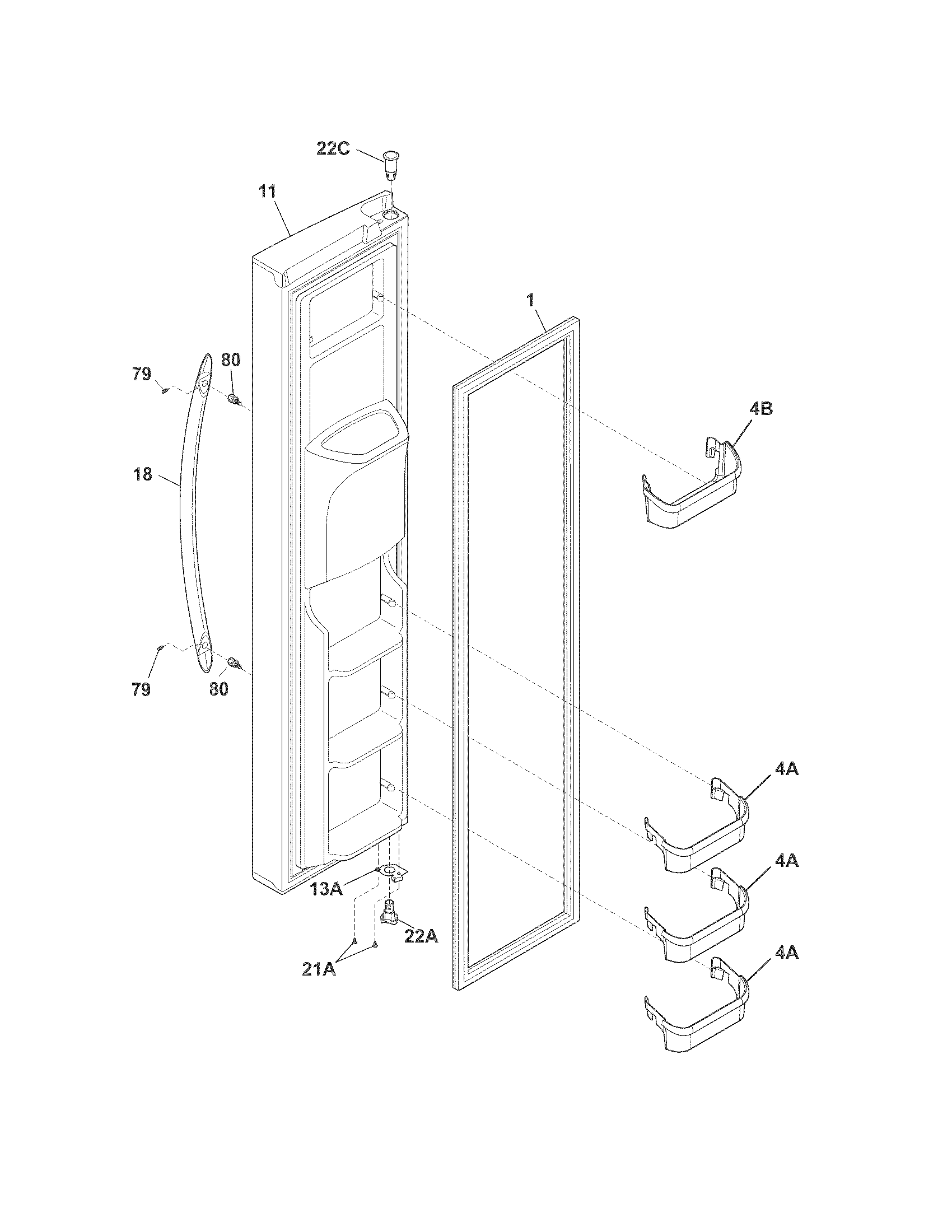 Frigidaire FGHS2655PF0 freezer door diagram