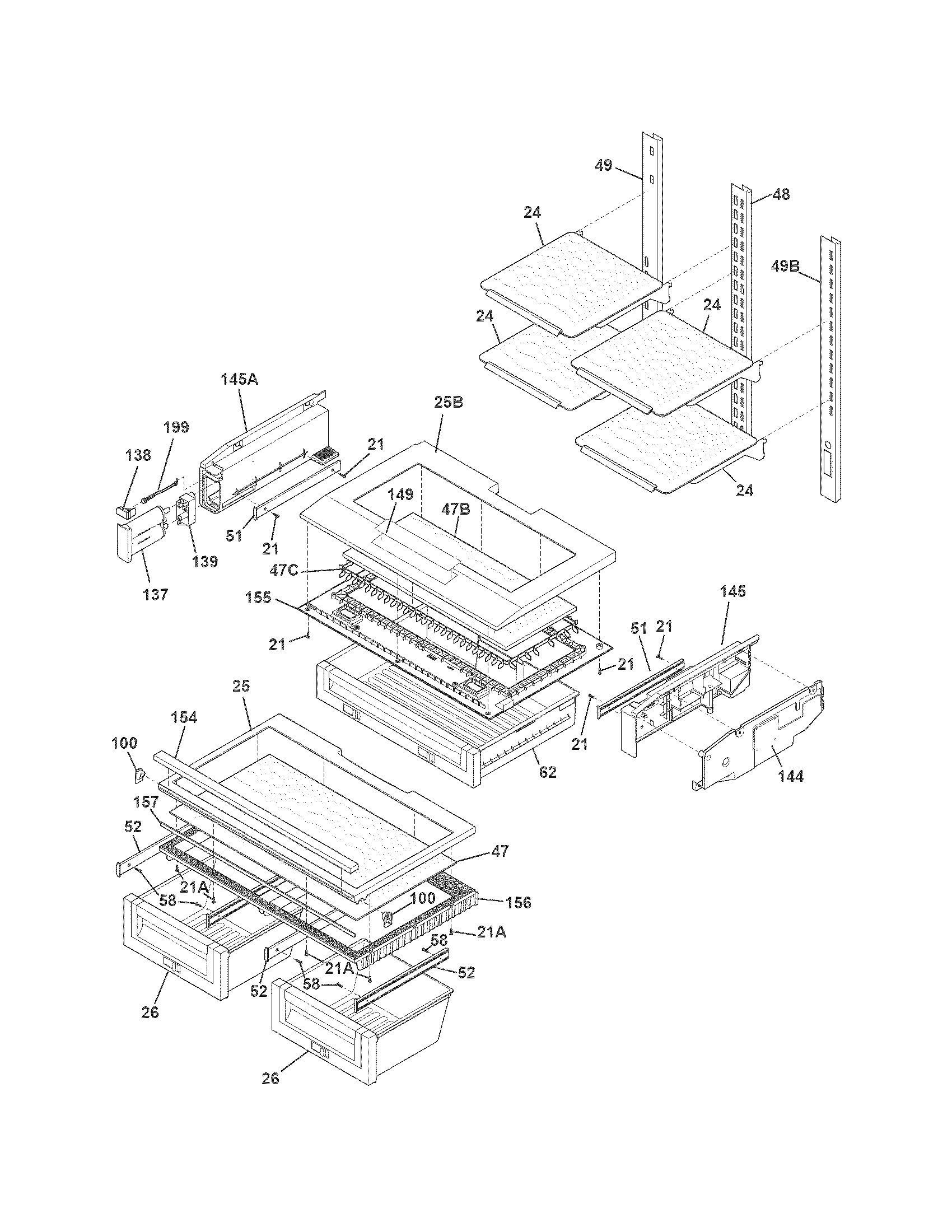 Electrolux EI23BC30KW3 shelves diagram