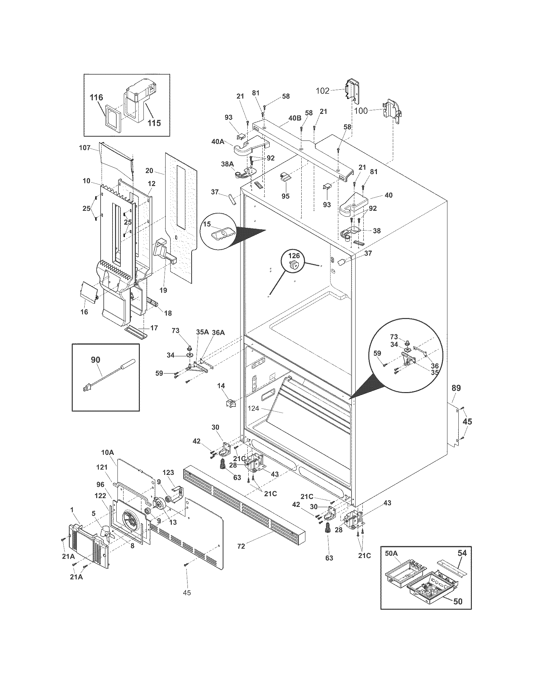 Electrolux E23BC78IPSD cabinet diagram