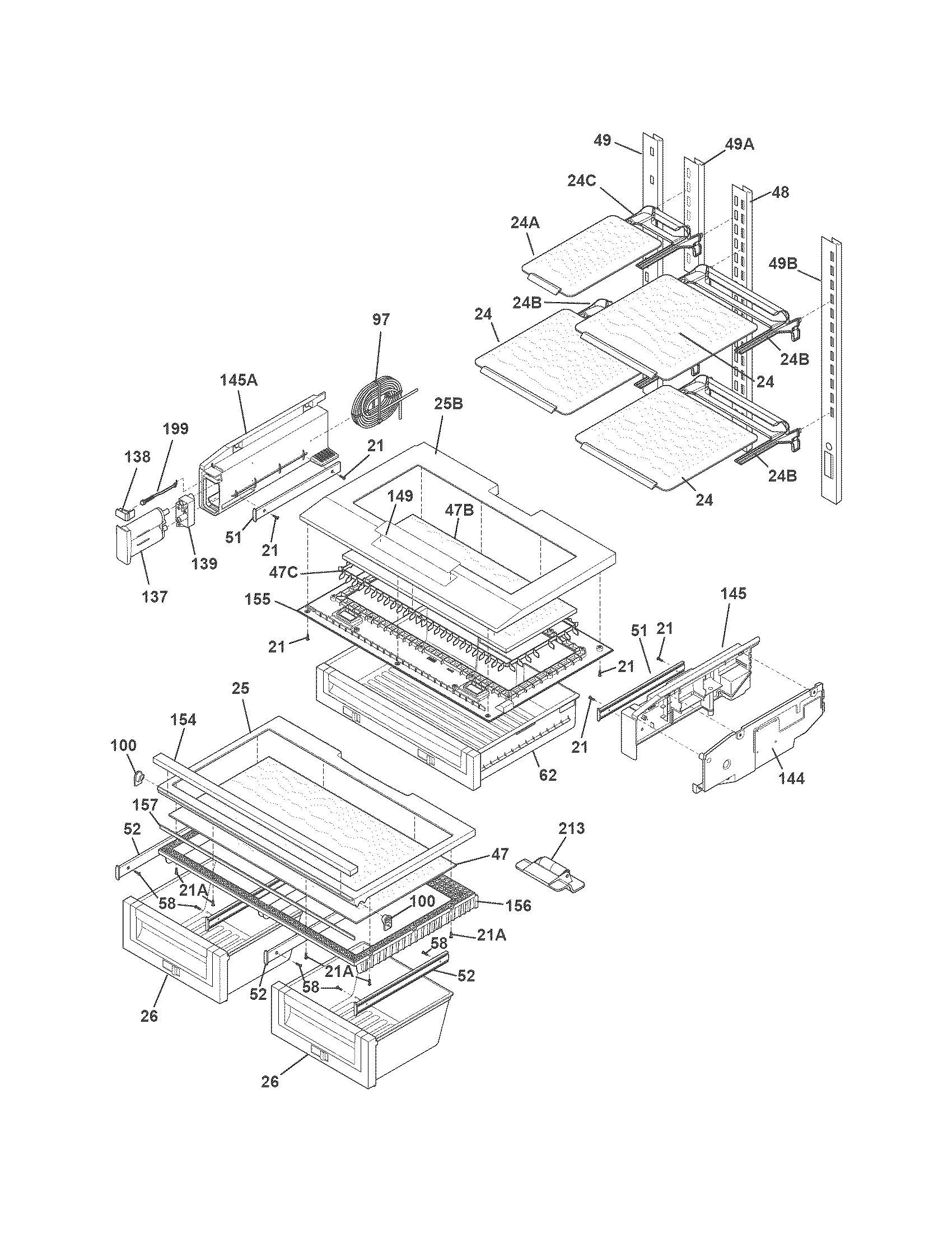 Electrolux EI28BS65KS6 shelves diagram