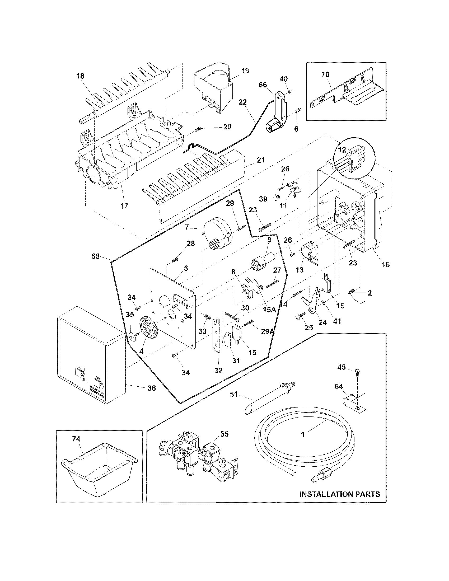 Electrolux EI28BS65KS6 freezer ice maker diagram