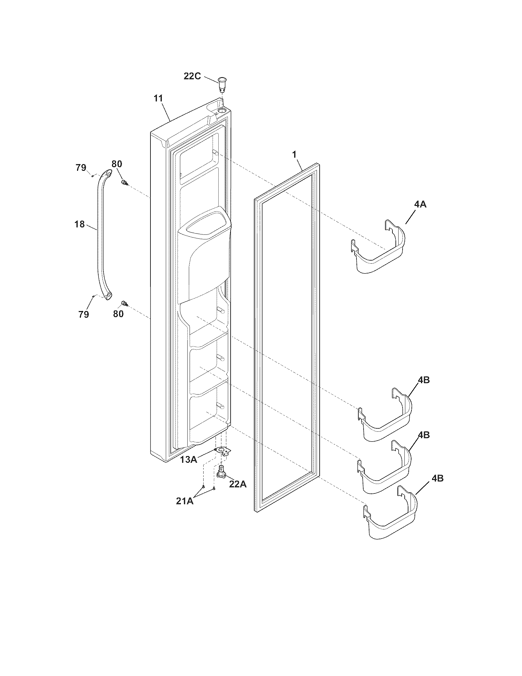 Frigidaire DFHS2313MF7 freezer door diagram