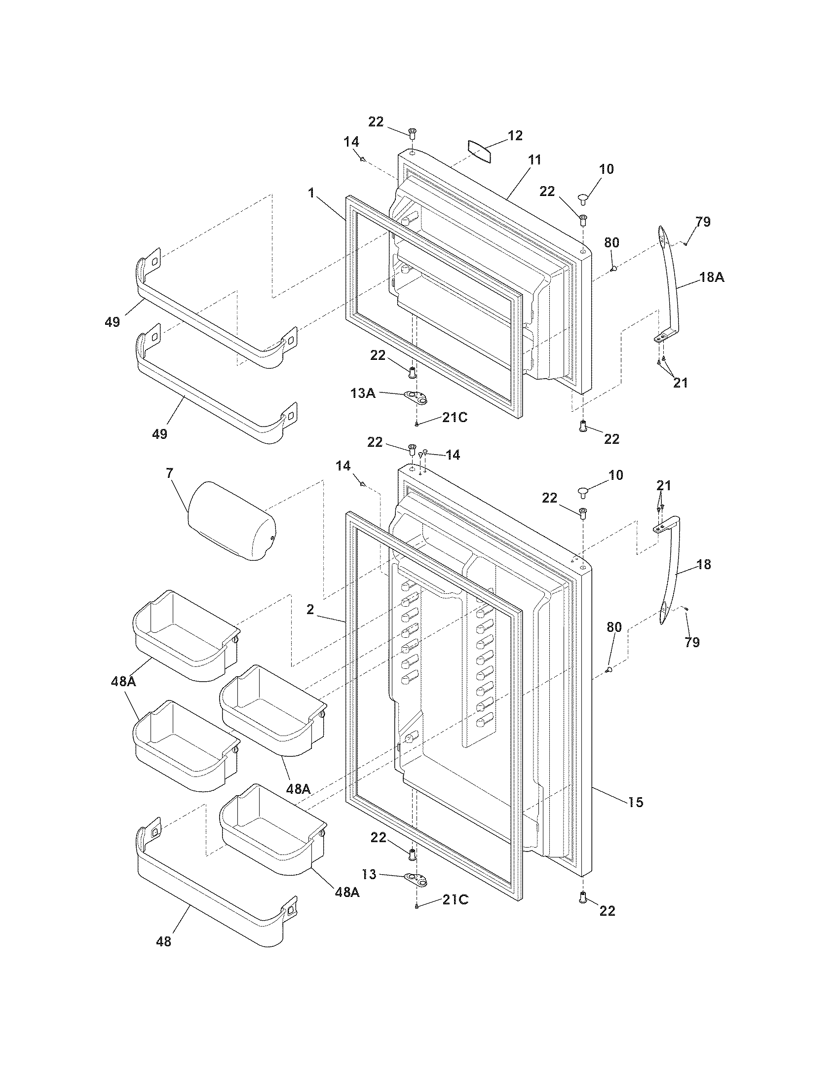 Frigidaire CFHT1842PS0 doors diagram