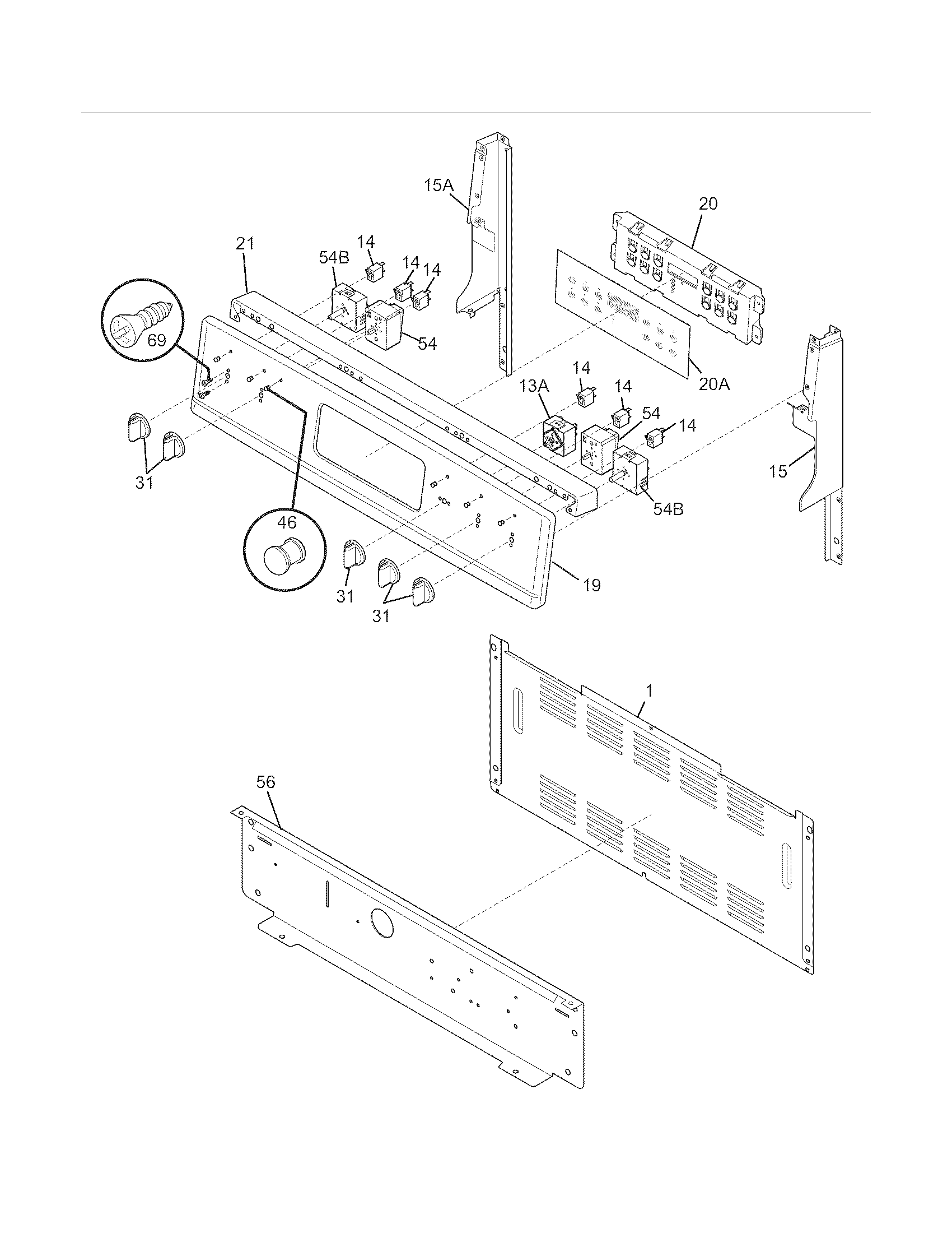 Frigidaire FGEF3032MWD backguard diagram