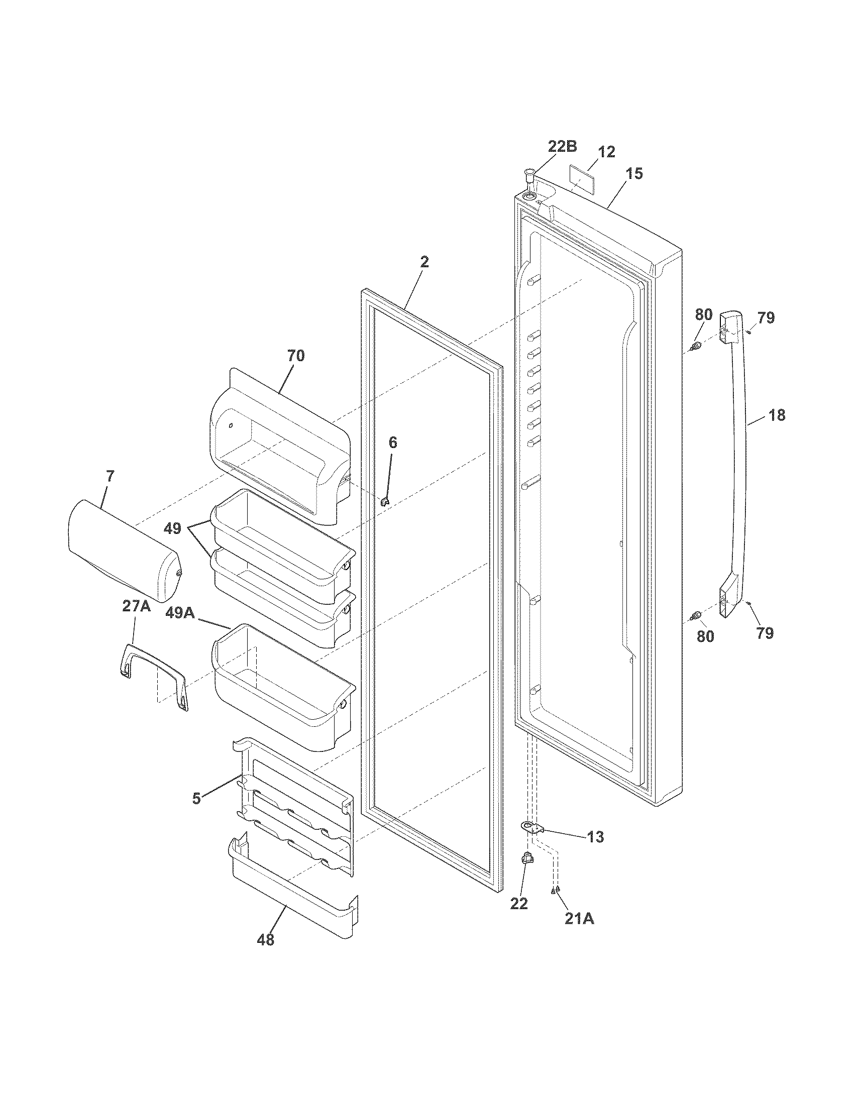 Frigidaire FPHC2399PF0 refrigerator door diagram