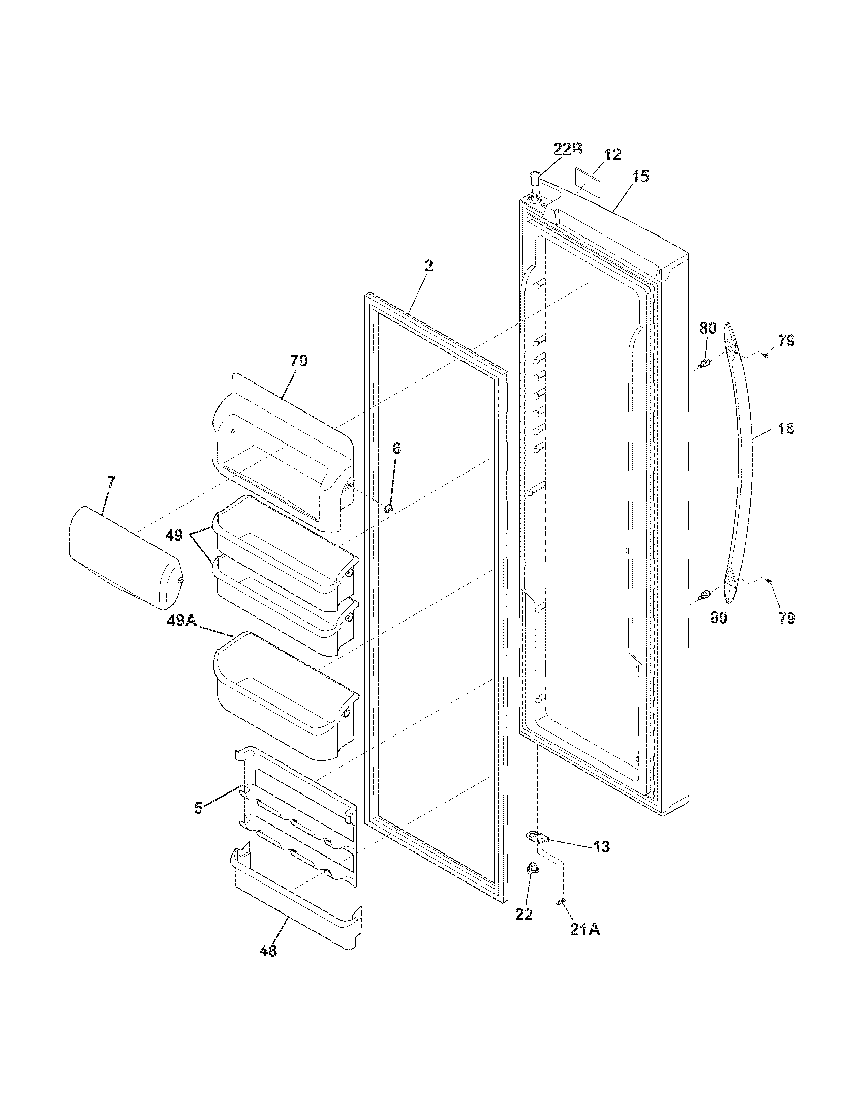 Frigidaire FGHC2355PF0 refrigerator door diagram