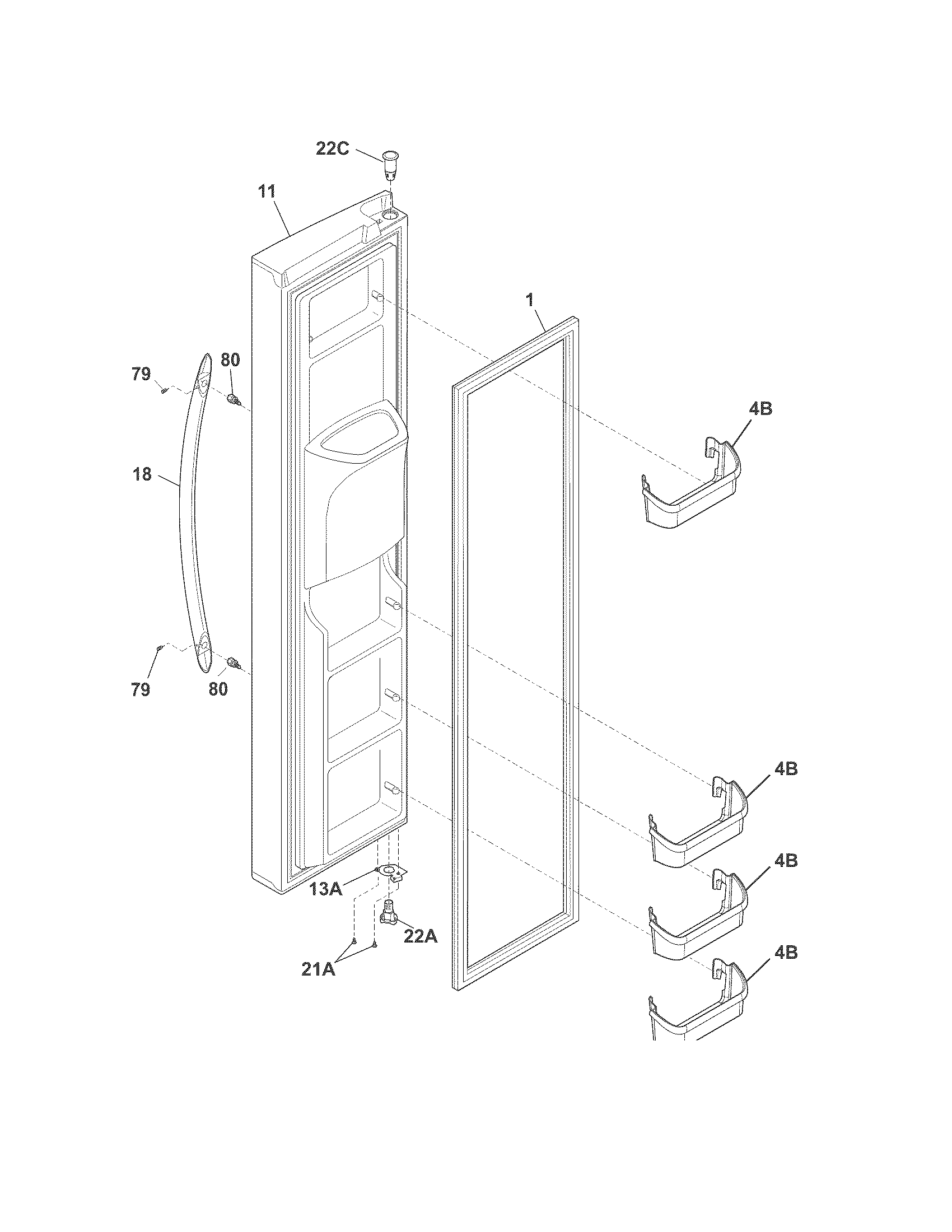 Frigidaire FGHC2331PF0 freezer door diagram