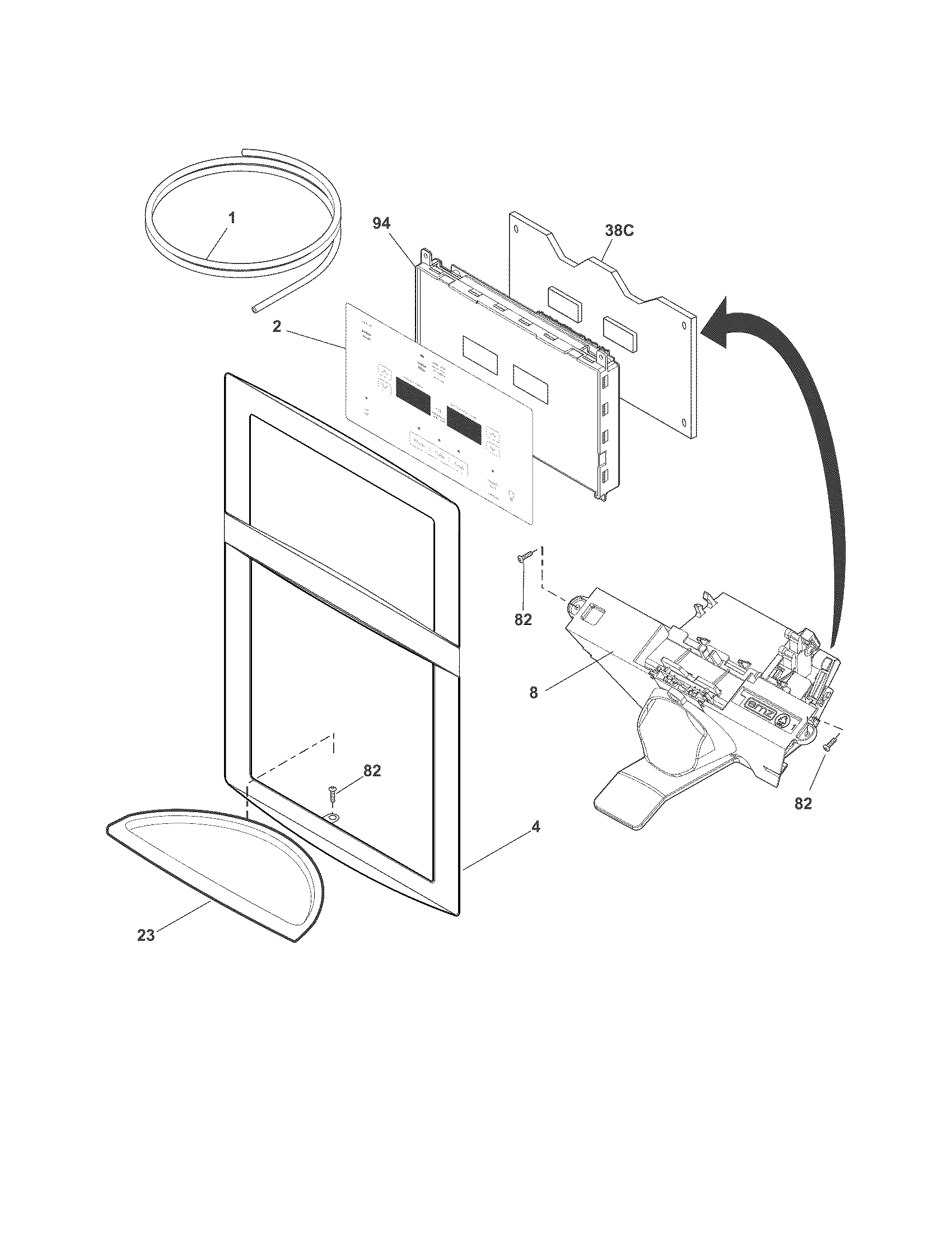 Kenmore 25370319212 controls & ice dispenser diagram