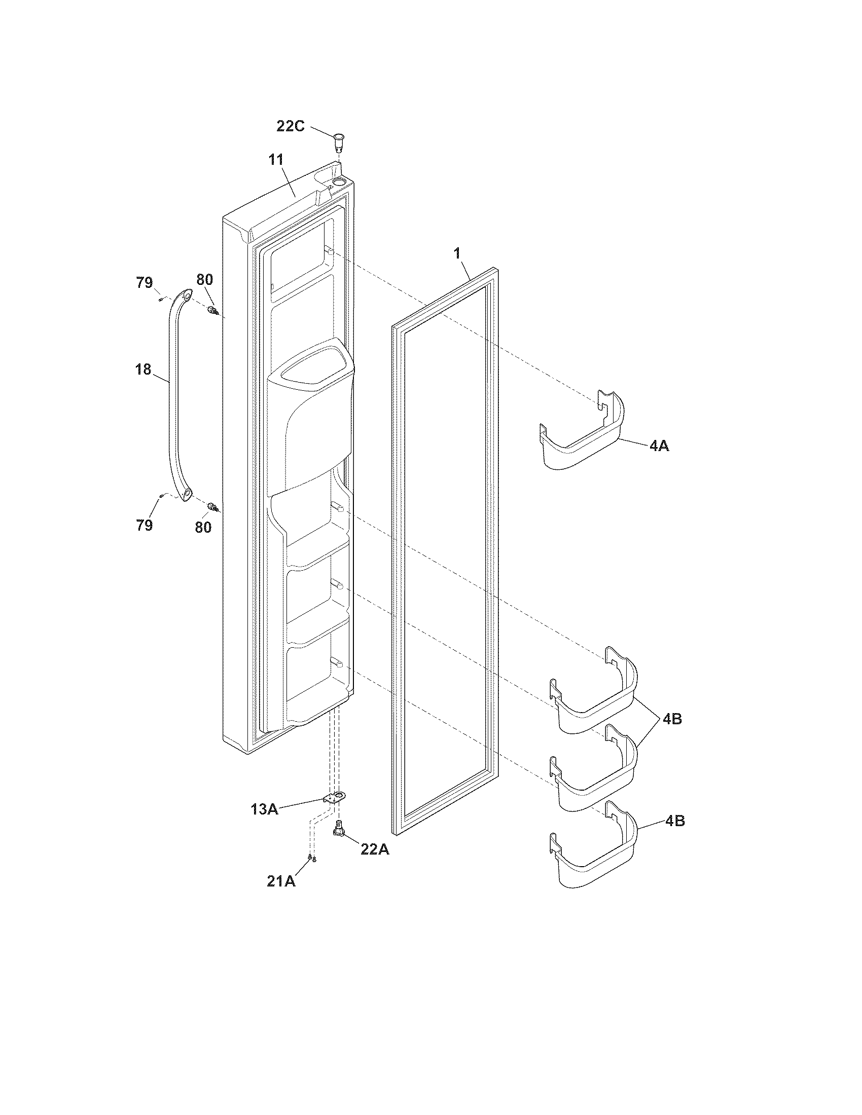 Frigidaire FFHS2312NS3 freezer door diagram