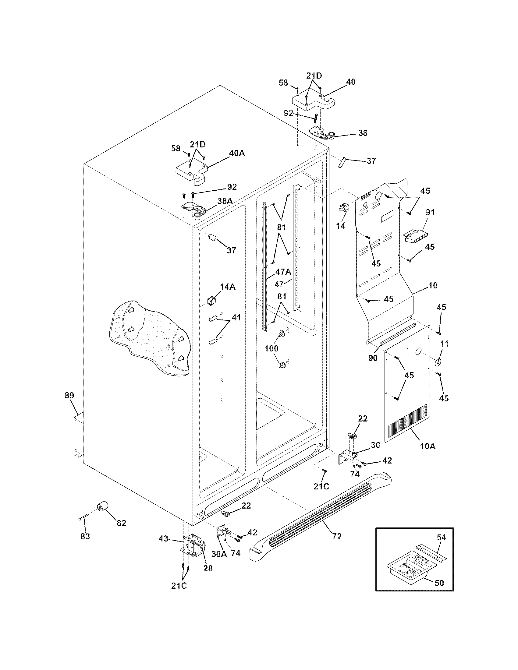 Frigidaire FGHS2342LF8 cabinet diagram