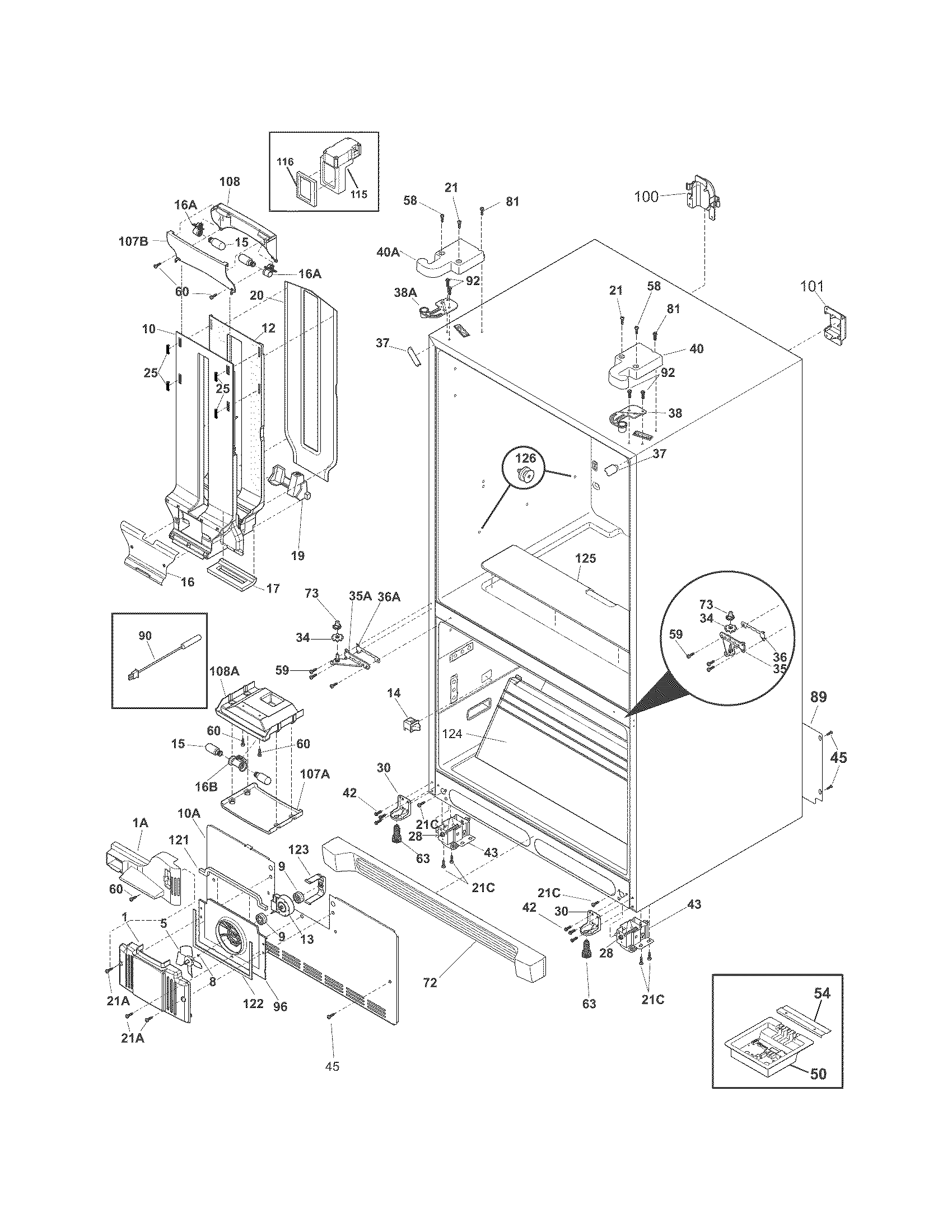 Frigidaire FGHN2844LFA cabinet diagram