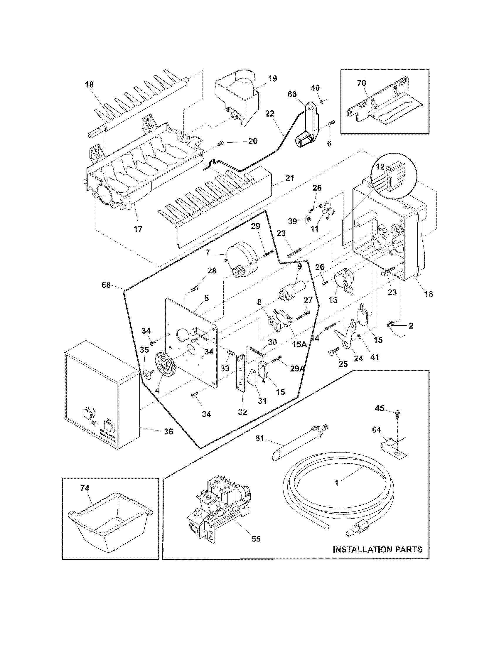 Frigidaire FGHN2844LFA ice maker diagram