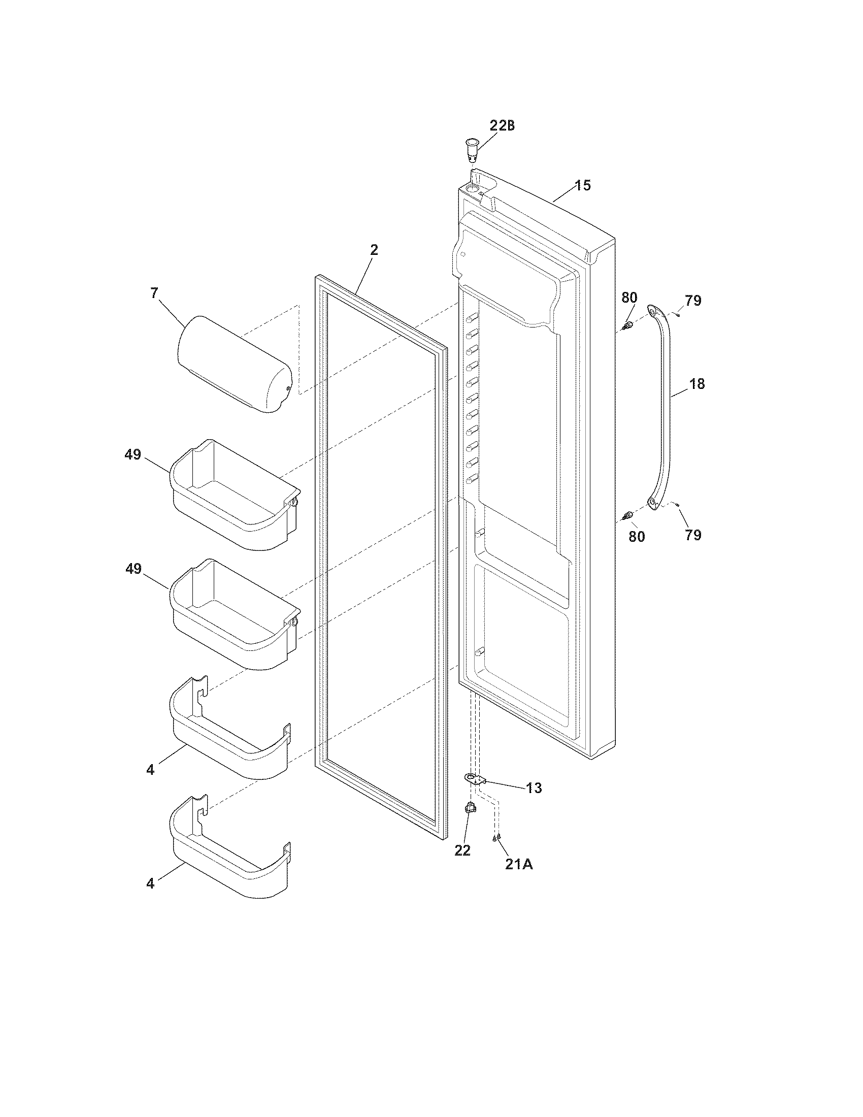 Frigidaire DFHS2313MF8 refrigerator door diagram