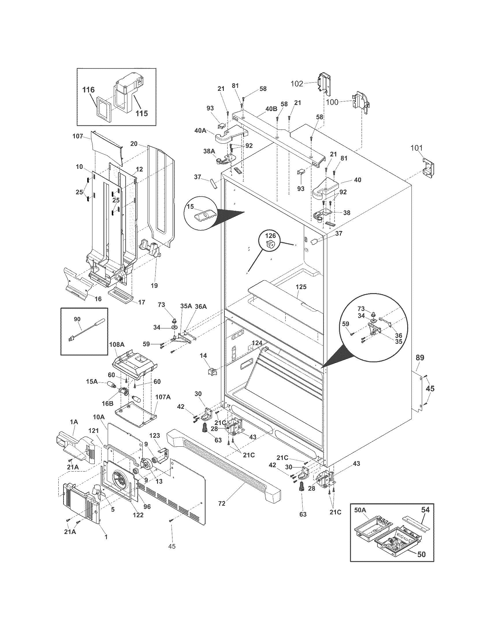 Frigidaire FPHB2899LFD cabinet diagram