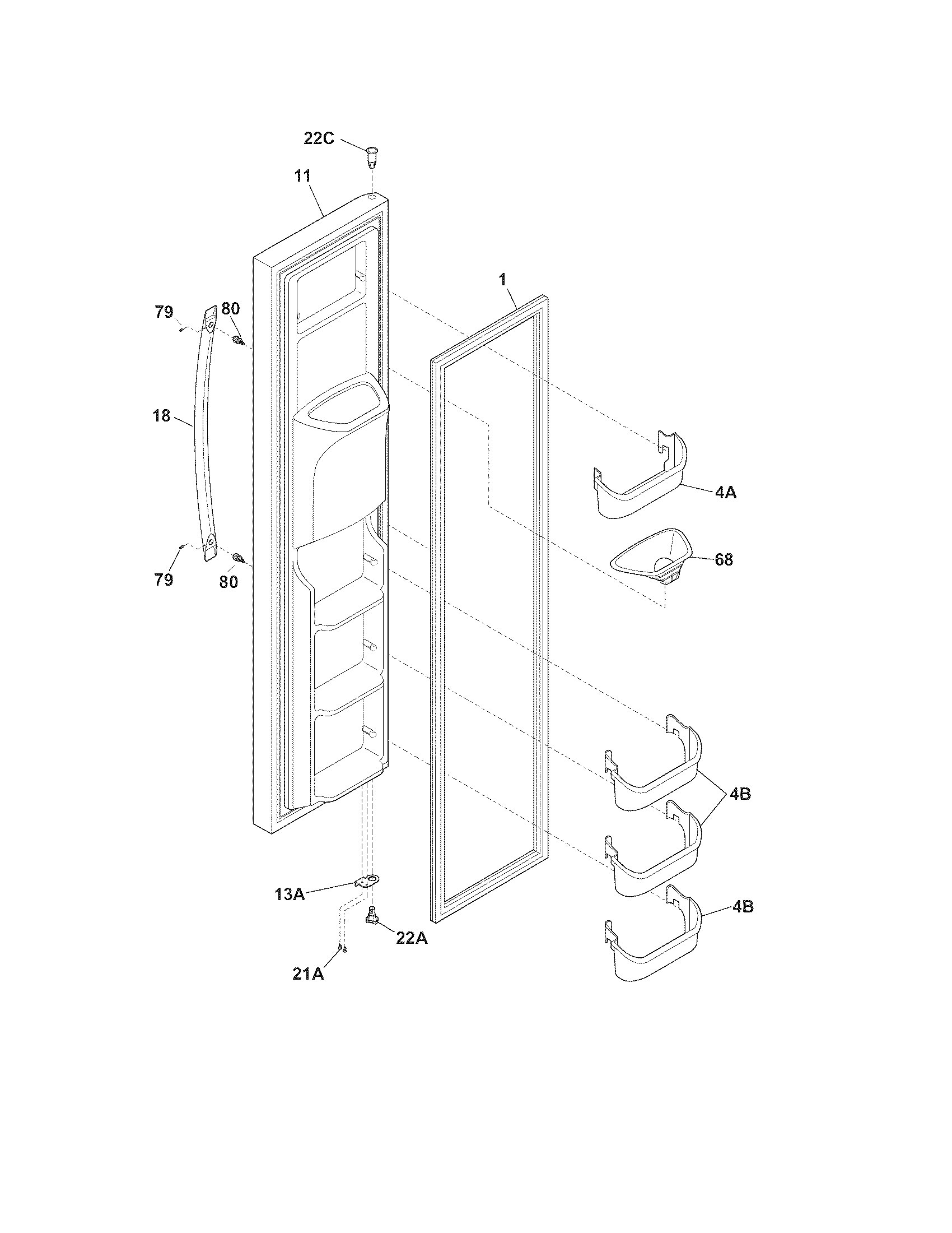 Frigidaire FFSC2323LP8 freezer door diagram