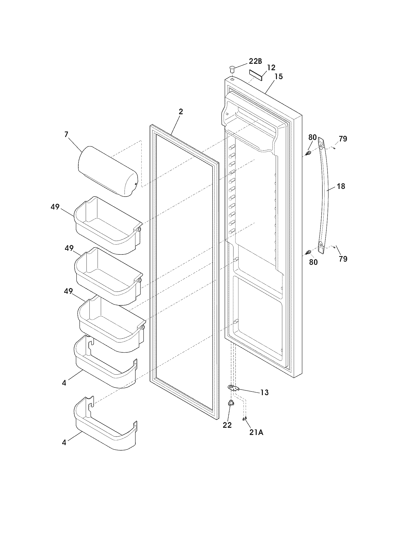 Frigidaire FFSC2323LP8 refrigerator door diagram