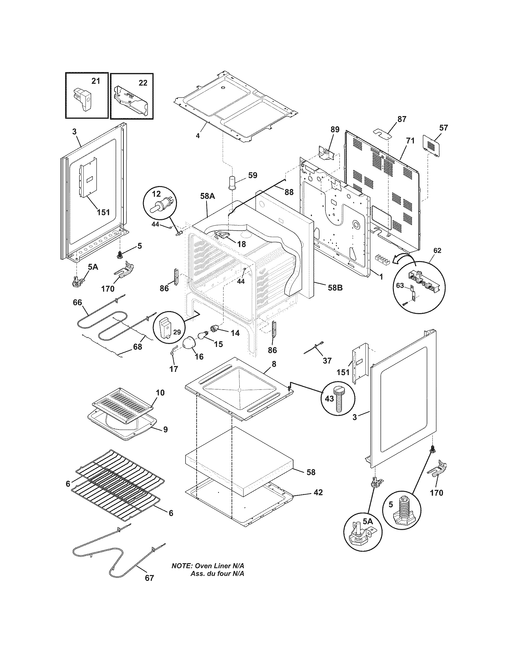Frigidaire FFEF3015LWF body diagram
