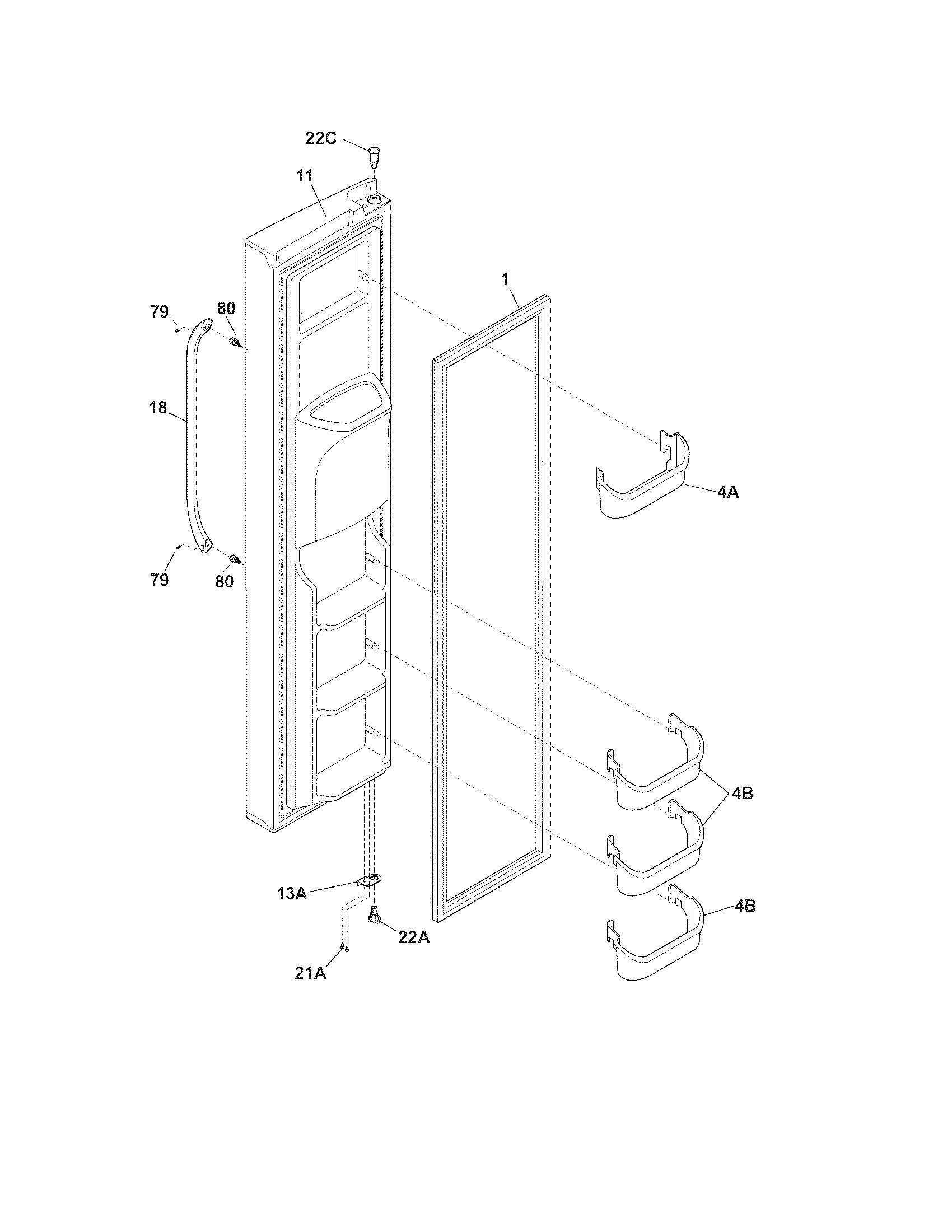 Crosley CRSH232PB1 freezer door diagram
