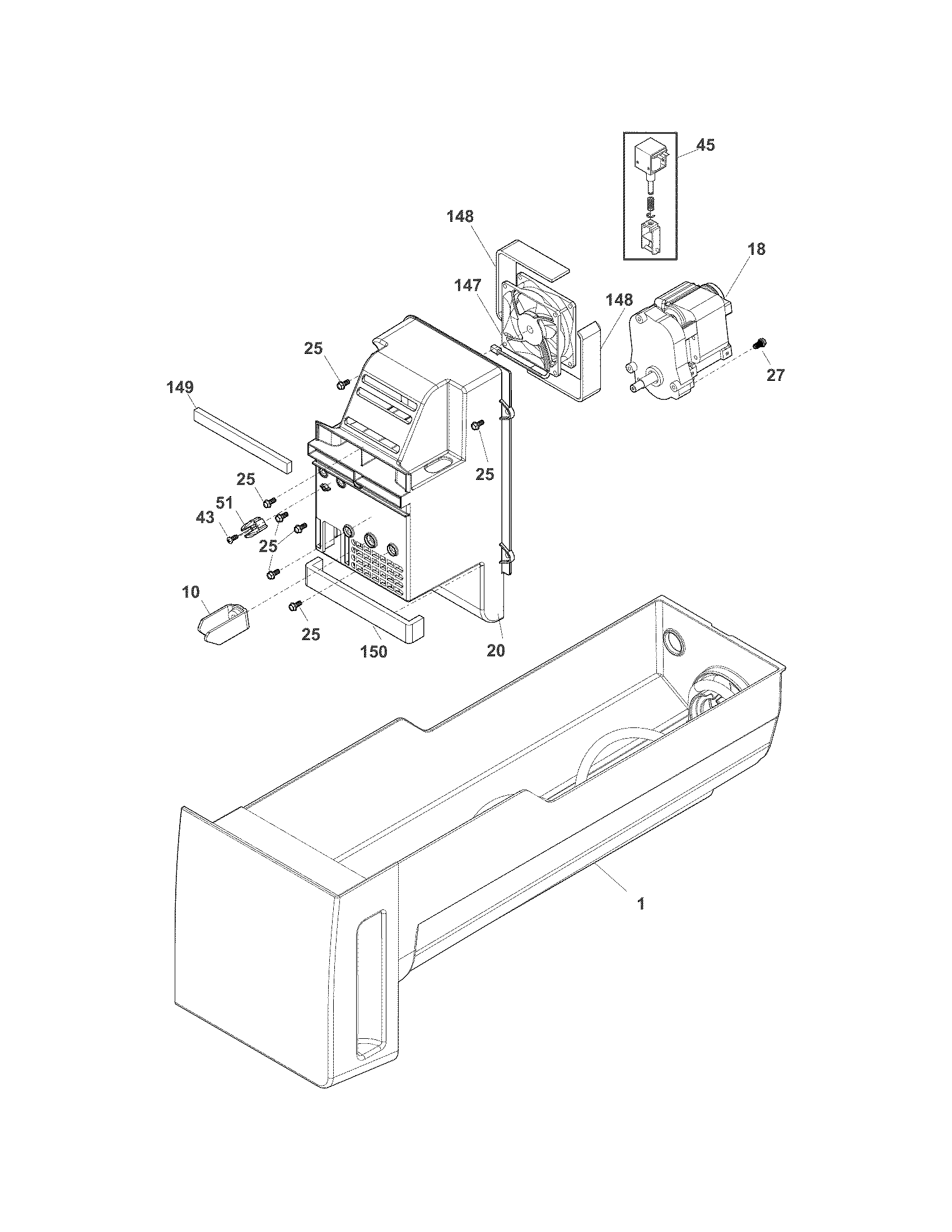 Electrolux EI27BS26JBB ice container diagram