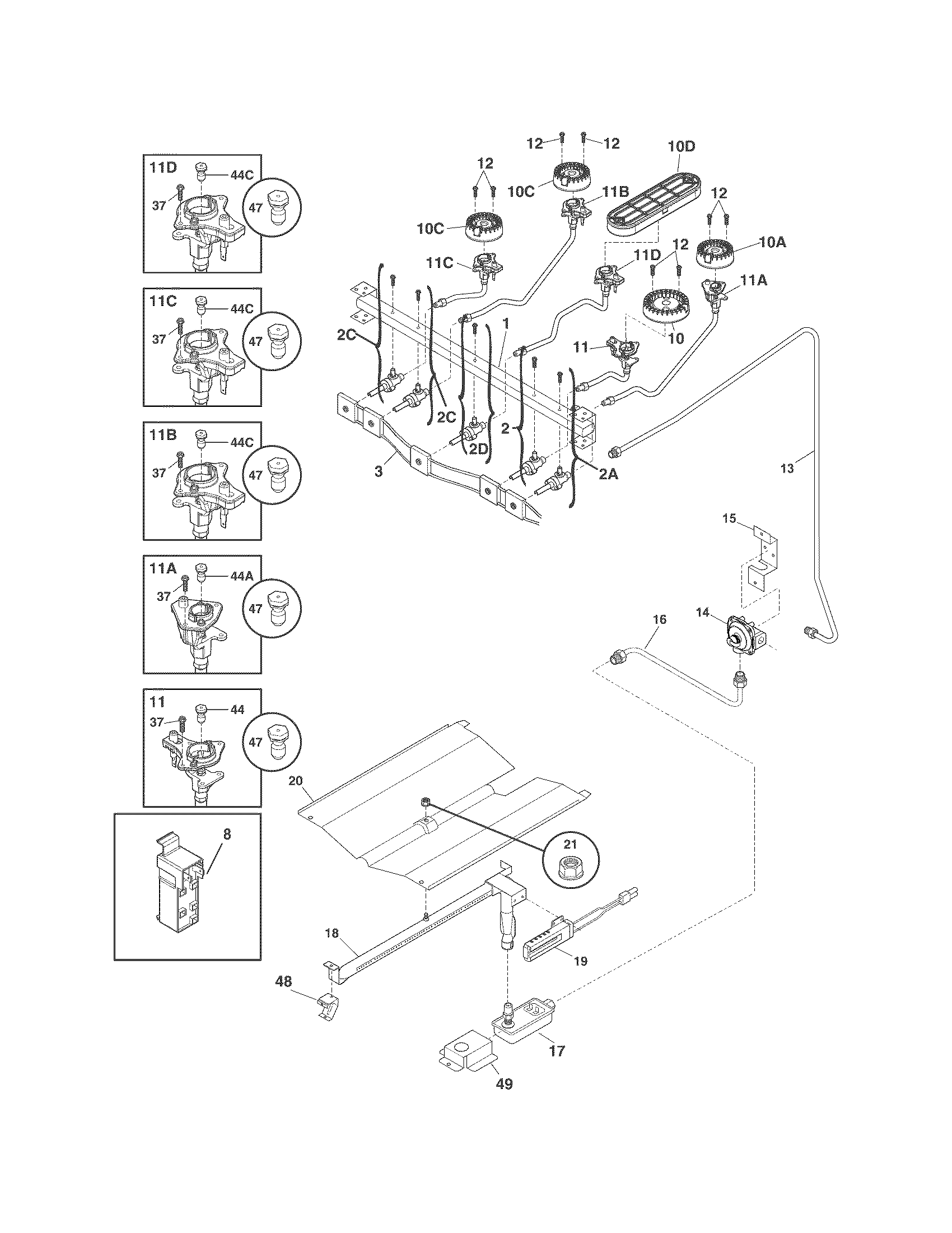 Crosley CRG3180PBA burner diagram