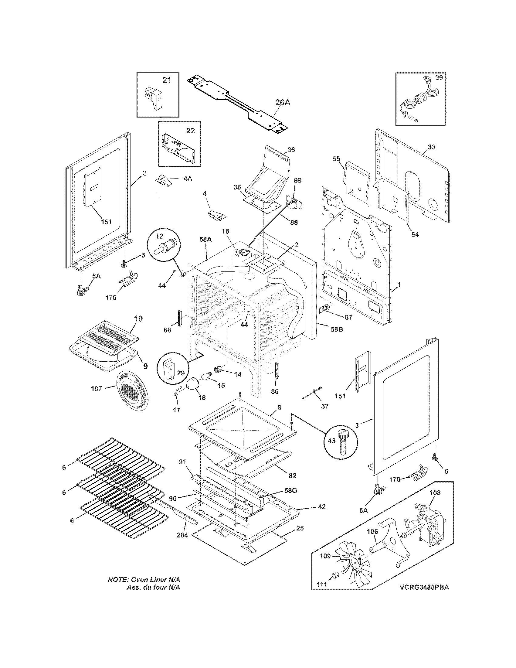 Crosley CRG3480PWA body diagram