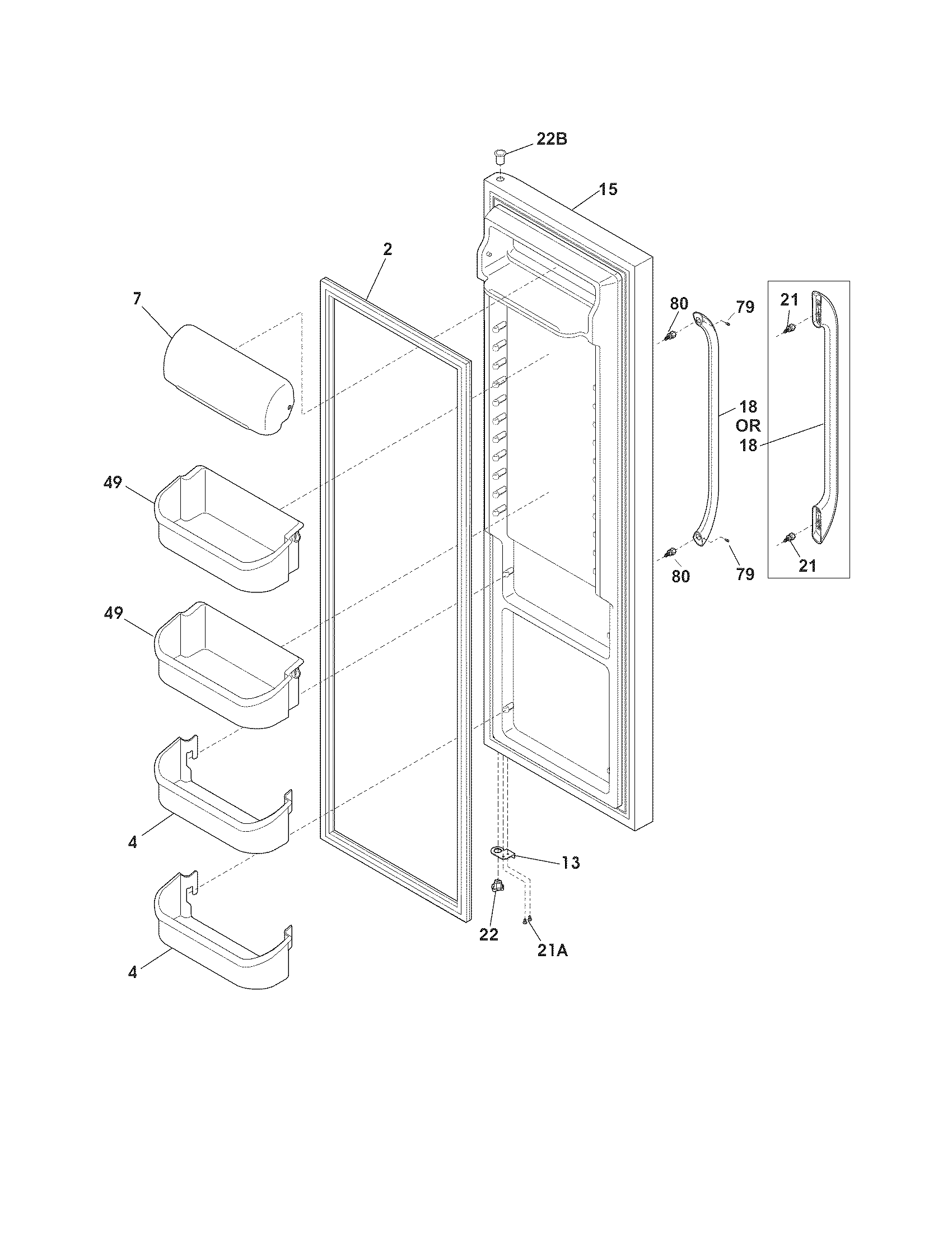 Frigidaire FFHS2622MW8 refrigerator door diagram