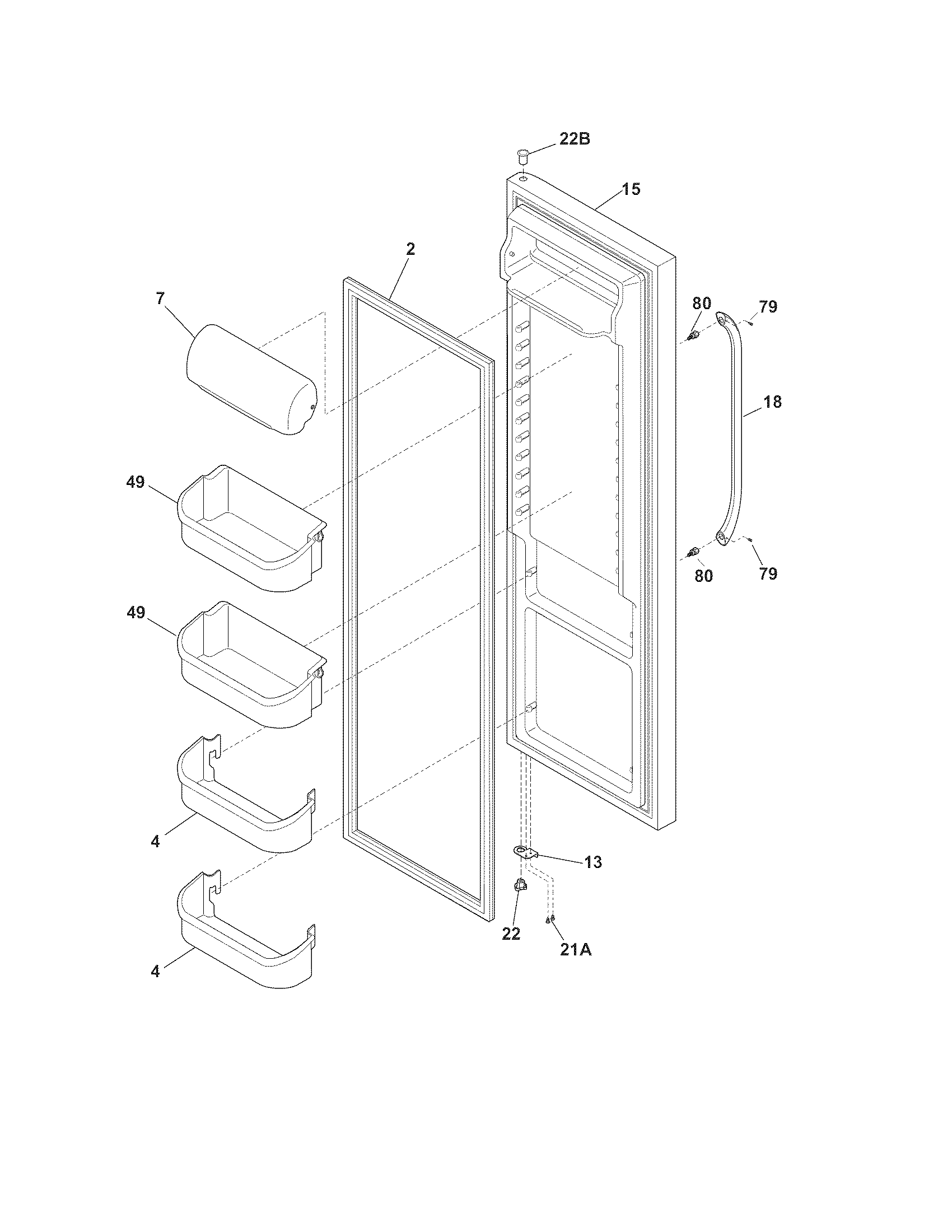 Frigidaire FFHS2622MSF refrigerator door diagram