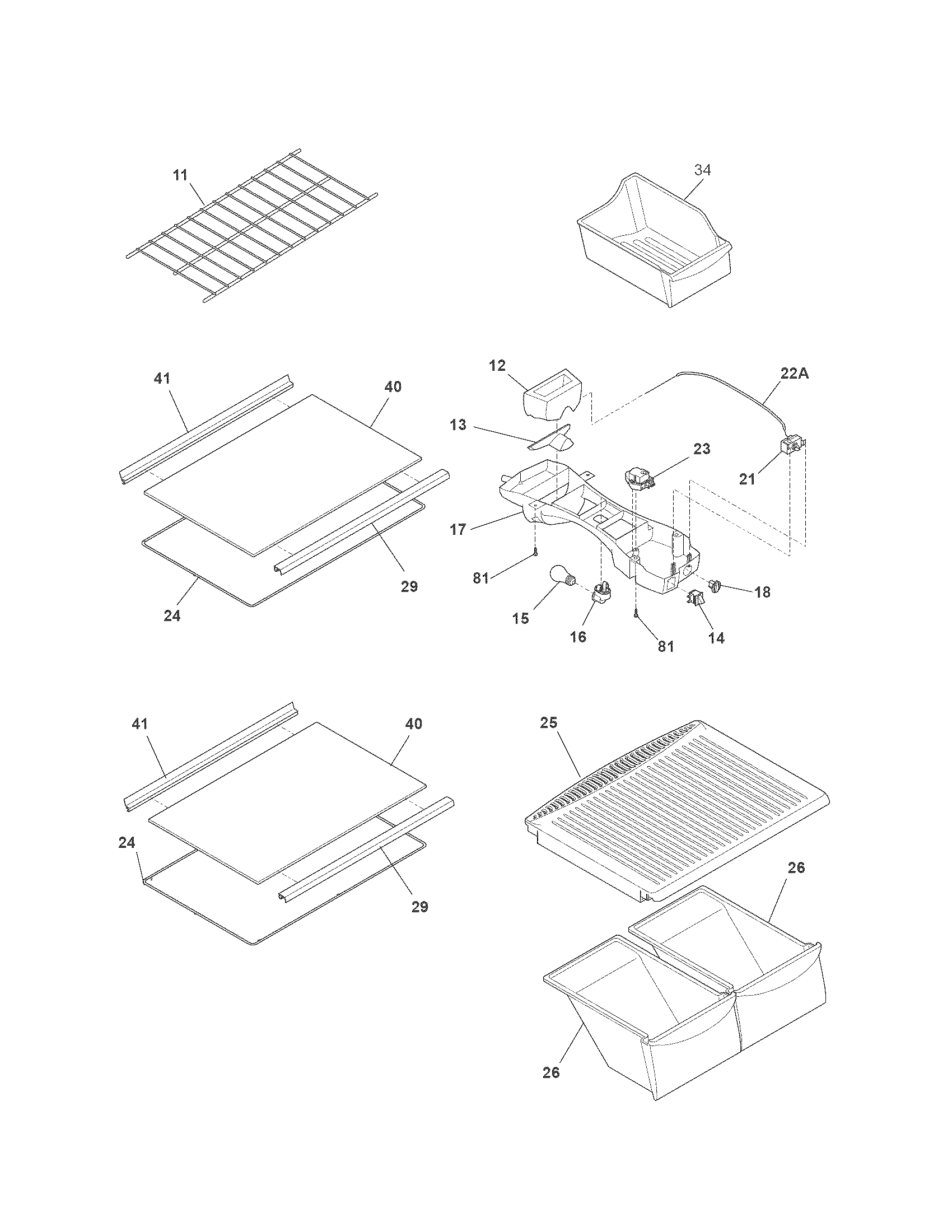 Kenmore 25372622017 shelves diagram