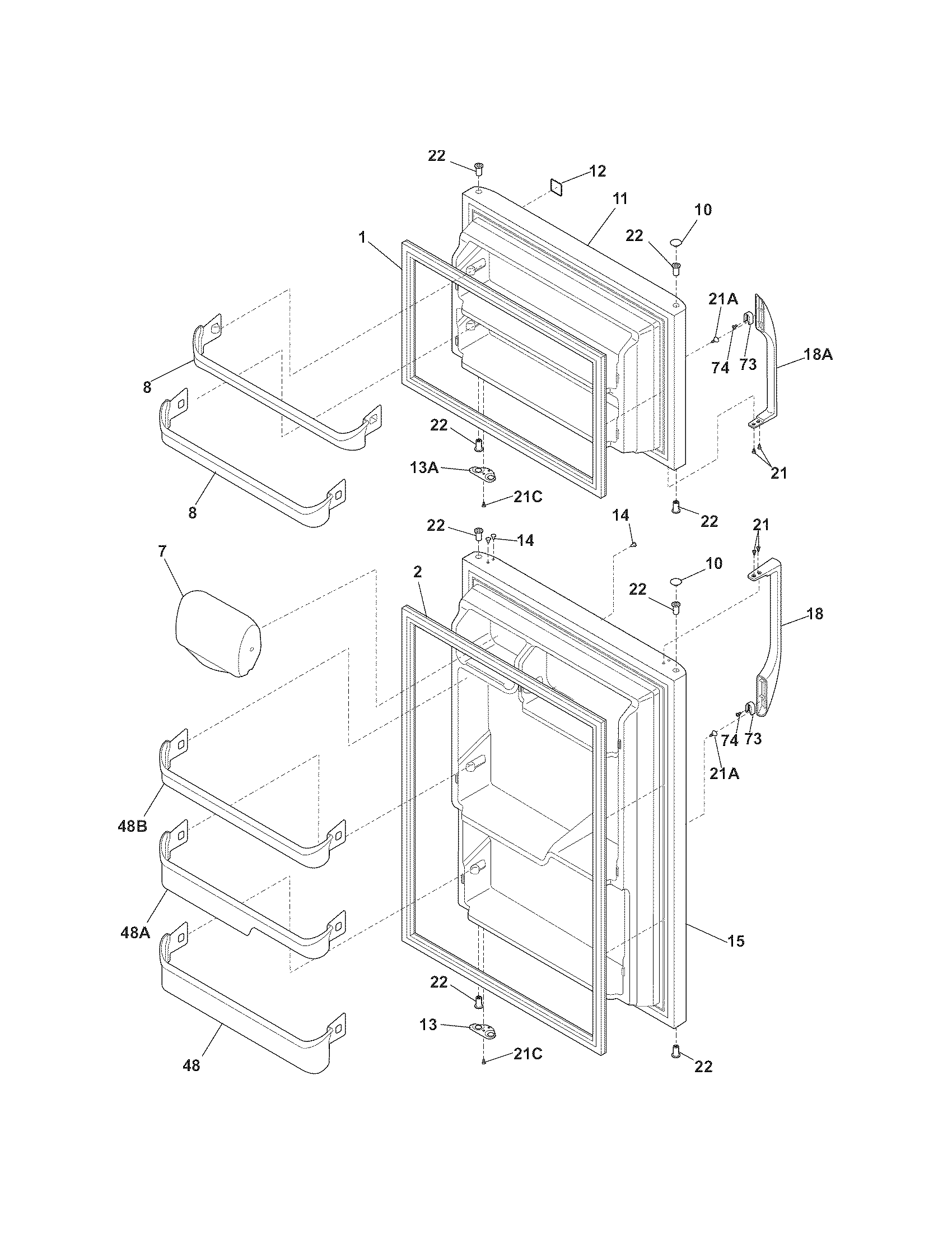 Kenmore 25372922016 doors diagram