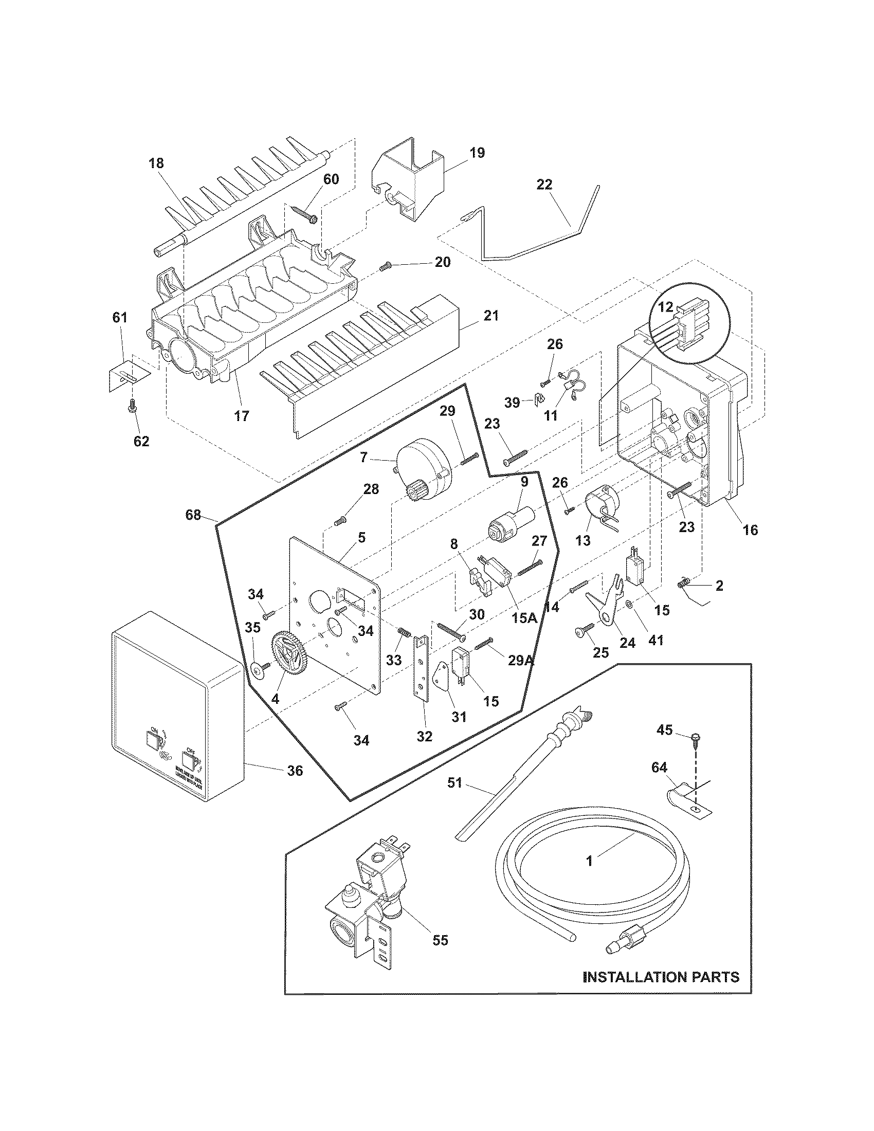 Kenmore 25378899015 ice maker diagram