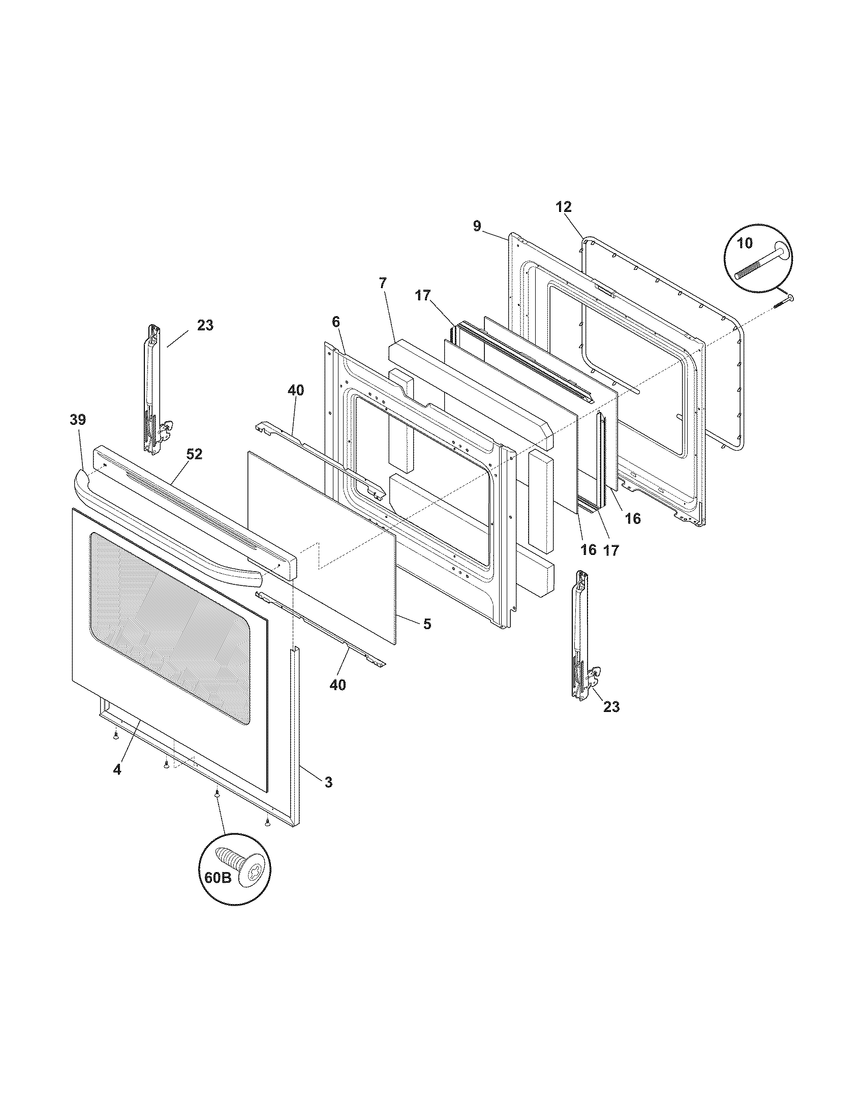 Frigidaire CFEF3018LMB door diagram